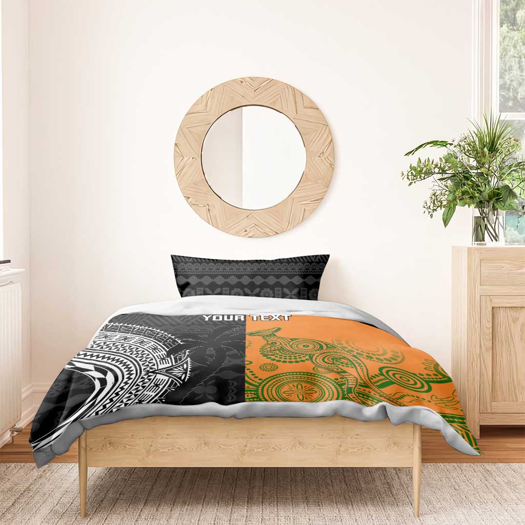 Custom Fiji And Australia Rugby Bedding Set Fijian Tapa Pattern With Aussie Aboriginal Art - Vibe Hoodie Shop
