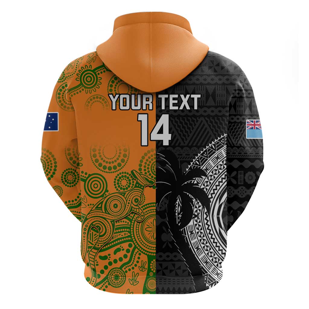 Custom Fiji And Australia Rugby Hoodie Fijian Tapa Pattern With Aussie Aboriginal Art - Vibe Hoodie Shop