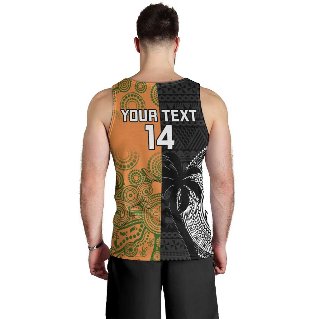 Custom Fiji And Australia Rugby Men Tank Top Fijian Tapa Pattern With Aussie Aboriginal Art - Vibe Hoodie Shop