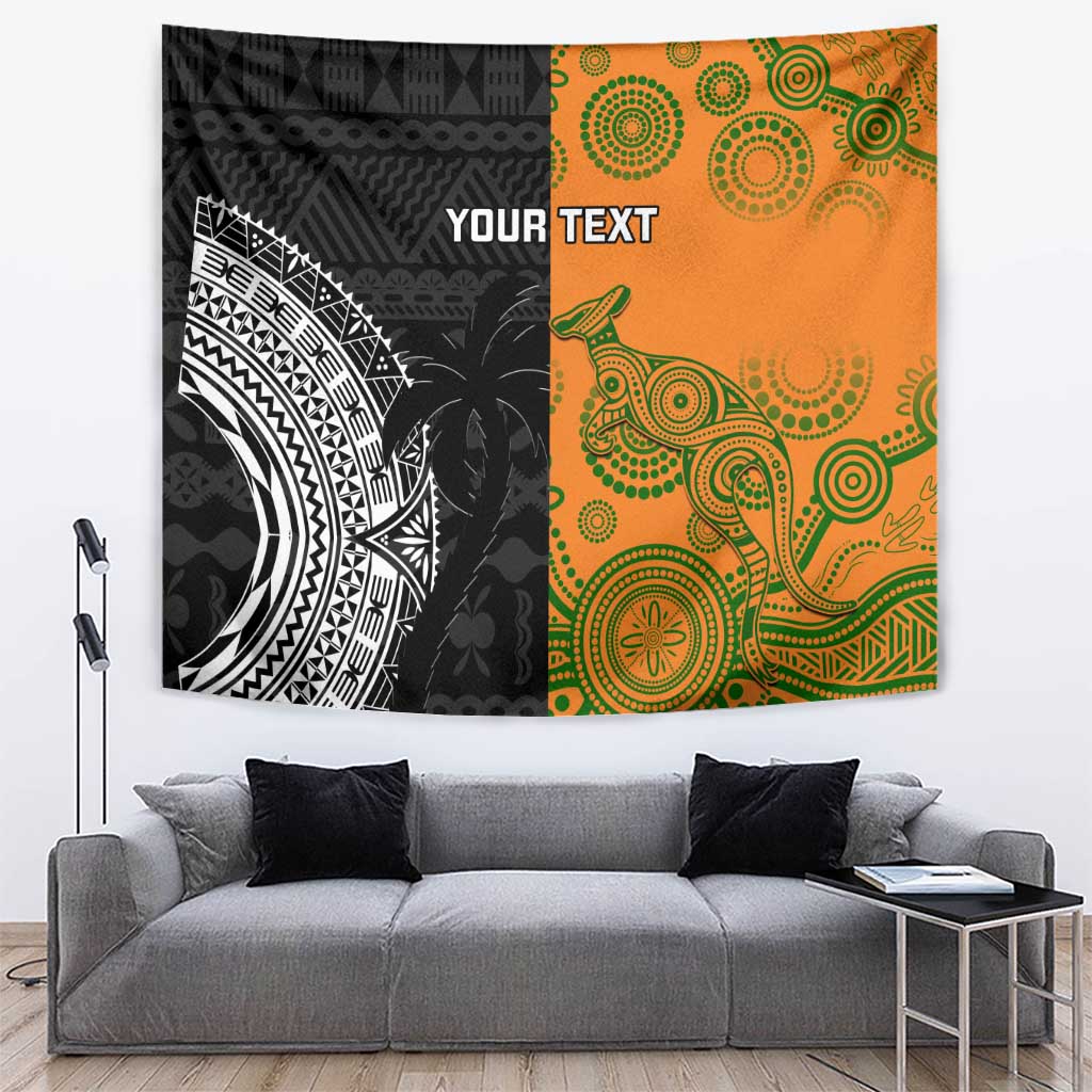 Custom Fiji And Australia Rugby Tapestry Fijian Tapa Pattern With Aussie Aboriginal Art - Vibe Hoodie Shop