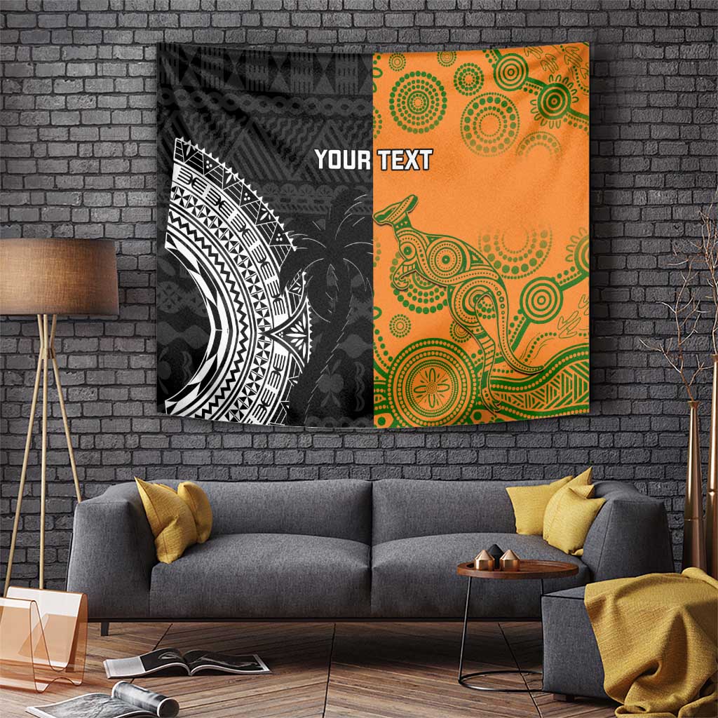 Custom Fiji And Australia Rugby Tapestry Fijian Tapa Pattern With Aussie Aboriginal Art - Vibe Hoodie Shop