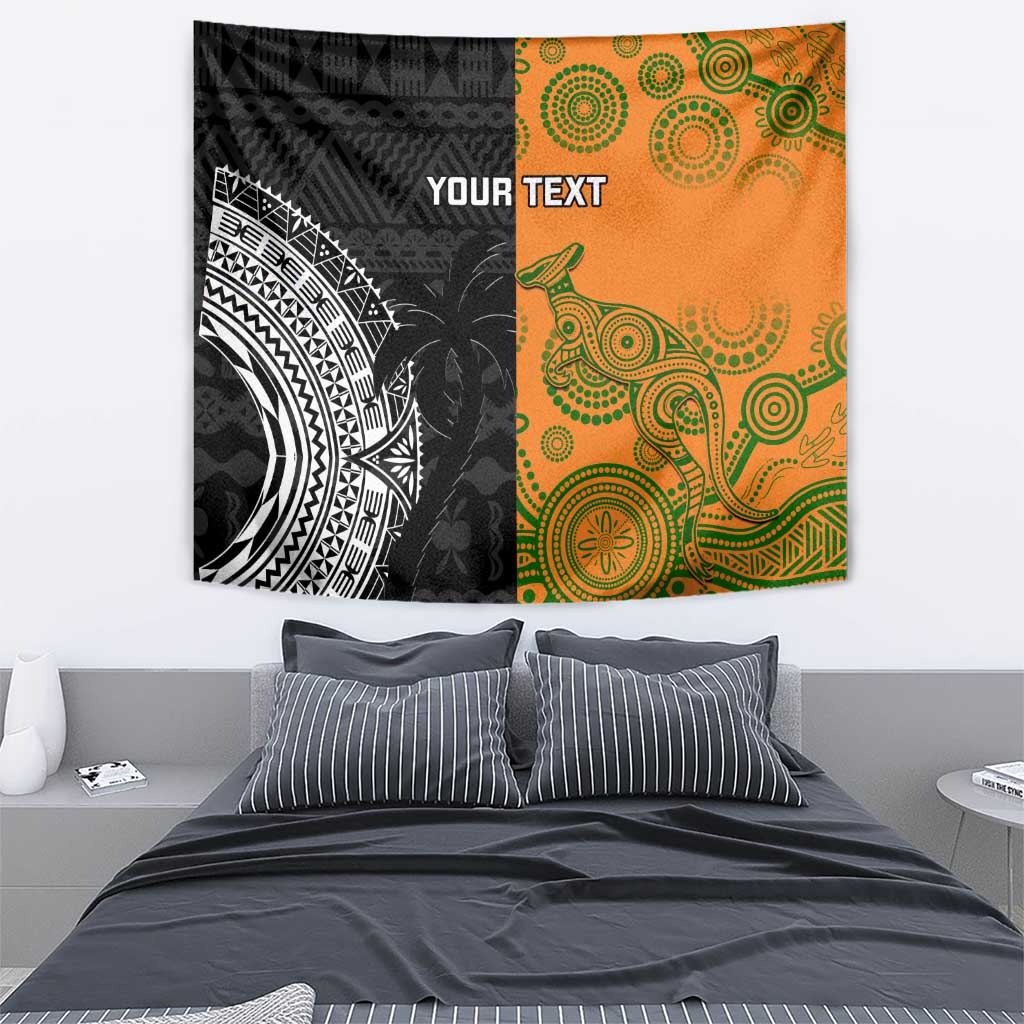 Custom Fiji And Australia Rugby Tapestry Fijian Tapa Pattern With Aussie Aboriginal Art - Vibe Hoodie Shop