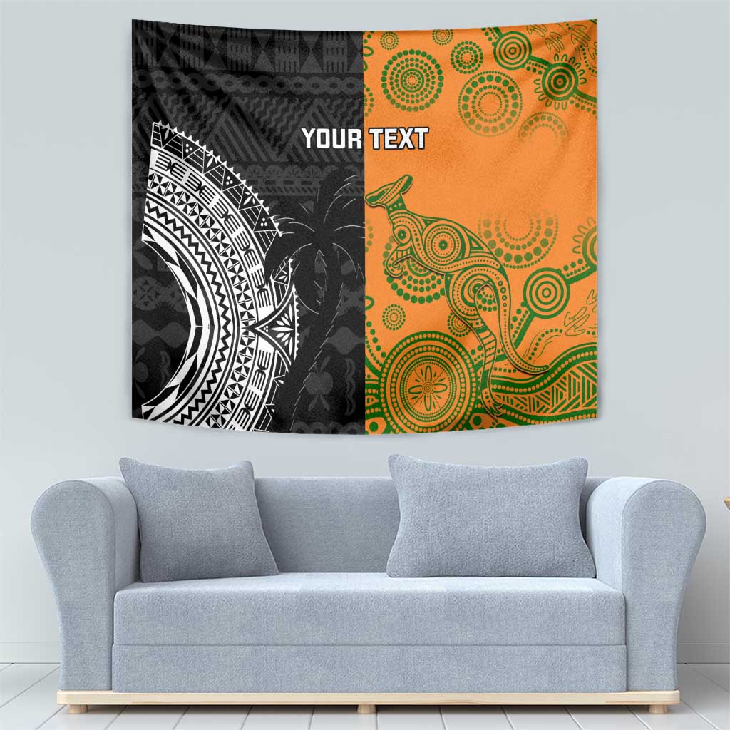 Custom Fiji And Australia Rugby Tapestry Fijian Tapa Pattern With Aussie Aboriginal Art - Vibe Hoodie Shop