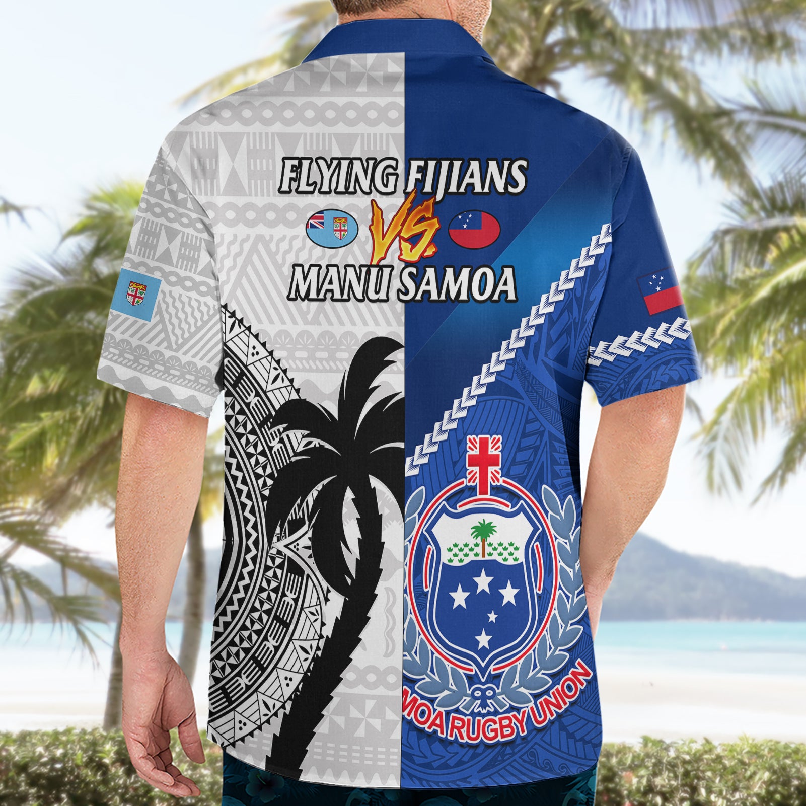 Fiji And Samoa Rugby Hawaiian Shirt 2023 World Cup Samoan Mix Tapa Pattern - Vibe Hoodie Shop