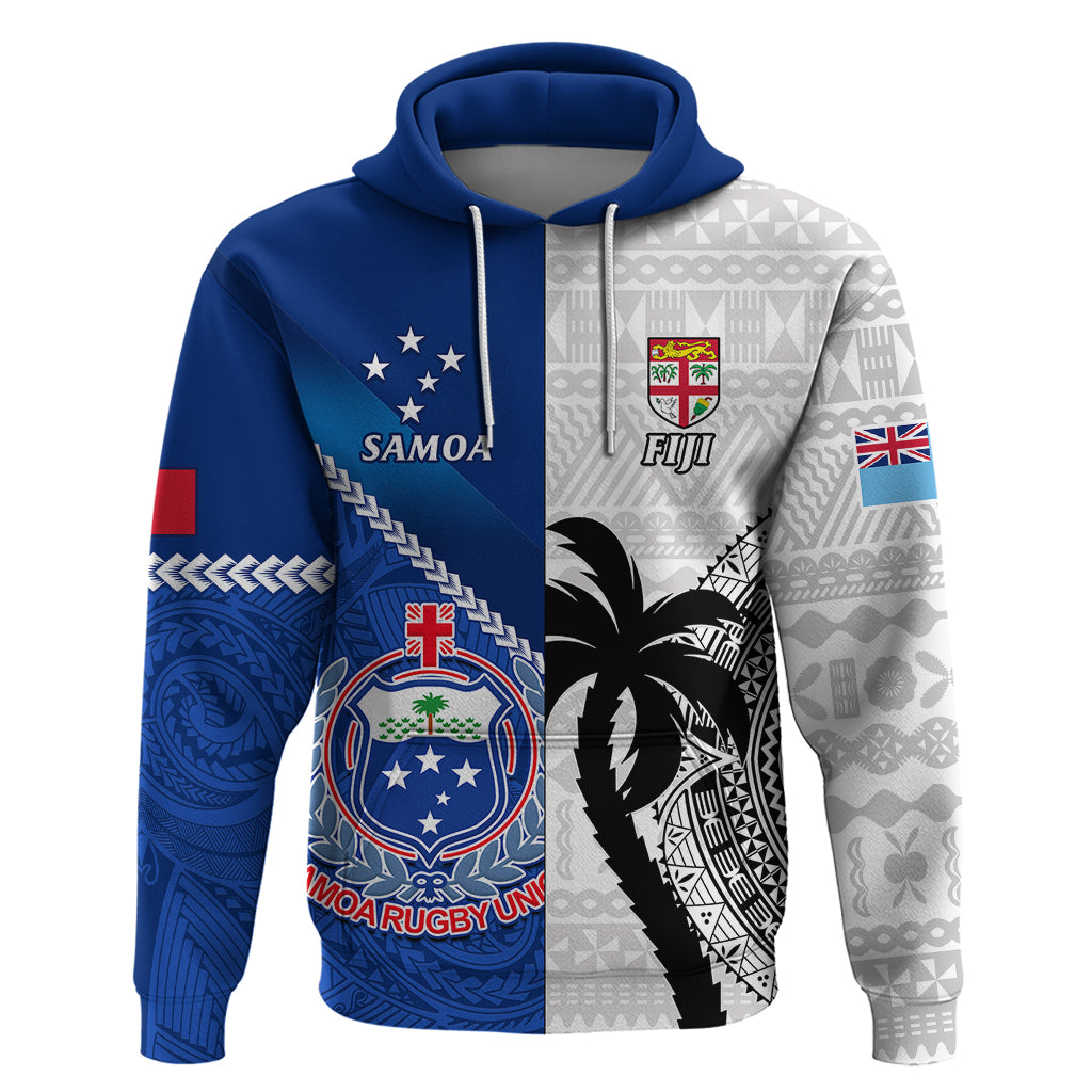 Fiji And Samoa Rugby Hoodie 2023 World Cup Samoan Mix Tapa Pattern - Vibe Hoodie Shop