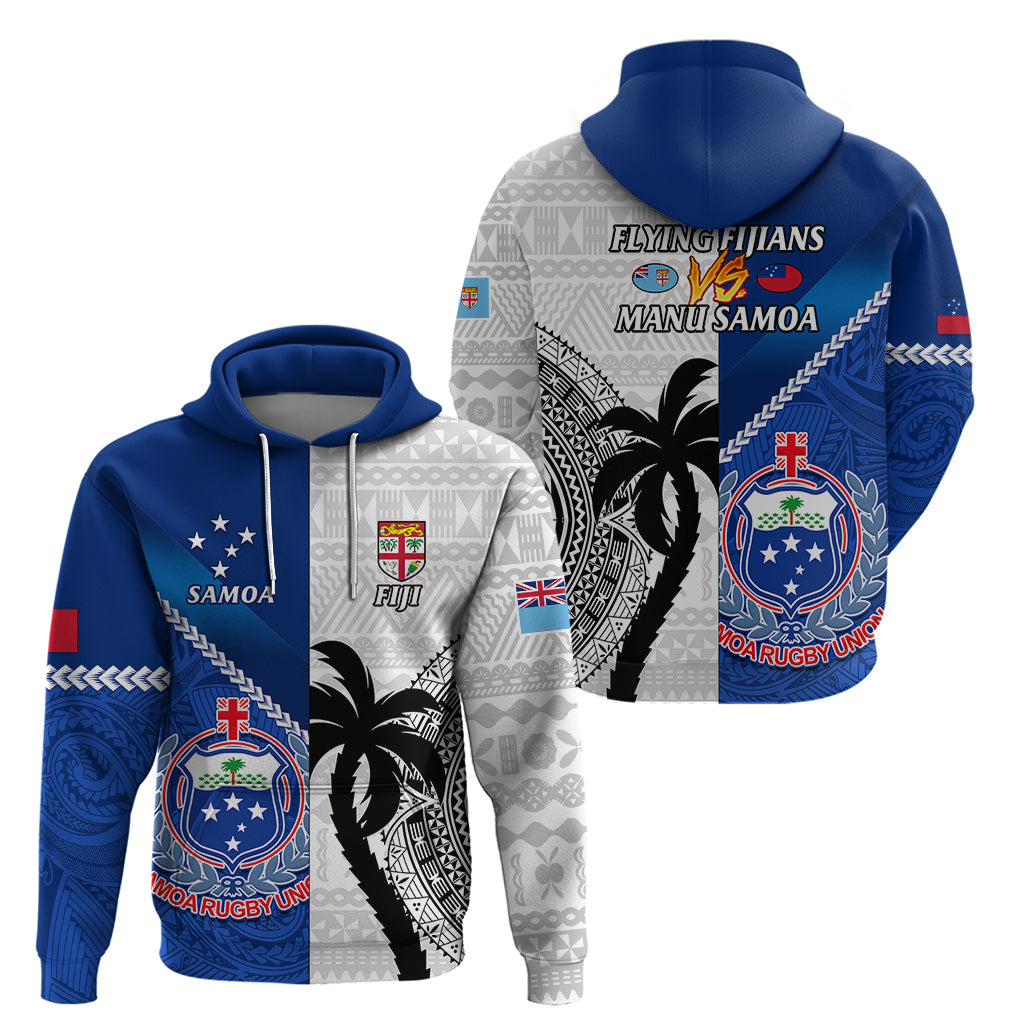 Fiji And Samoa Rugby Hoodie 2023 World Cup Samoan Mix Tapa Pattern - Vibe Hoodie Shop