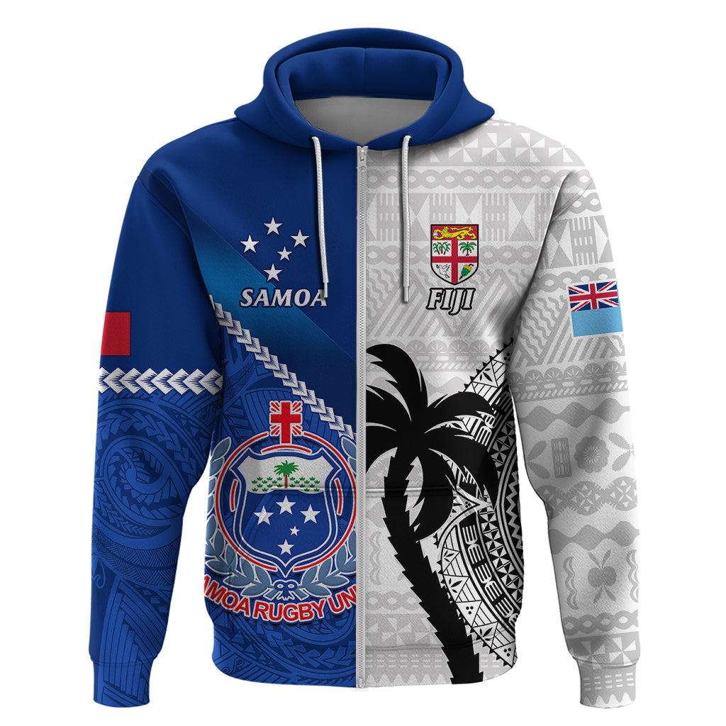 Fiji And Samoa Rugby Hoodie 2023 World Cup Samoan Mix Tapa Pattern - Vibe Hoodie Shop