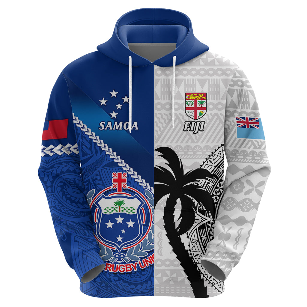 Fiji And Samoa Rugby Hoodie 2023 World Cup Samoan Mix Tapa Pattern - Vibe Hoodie Shop