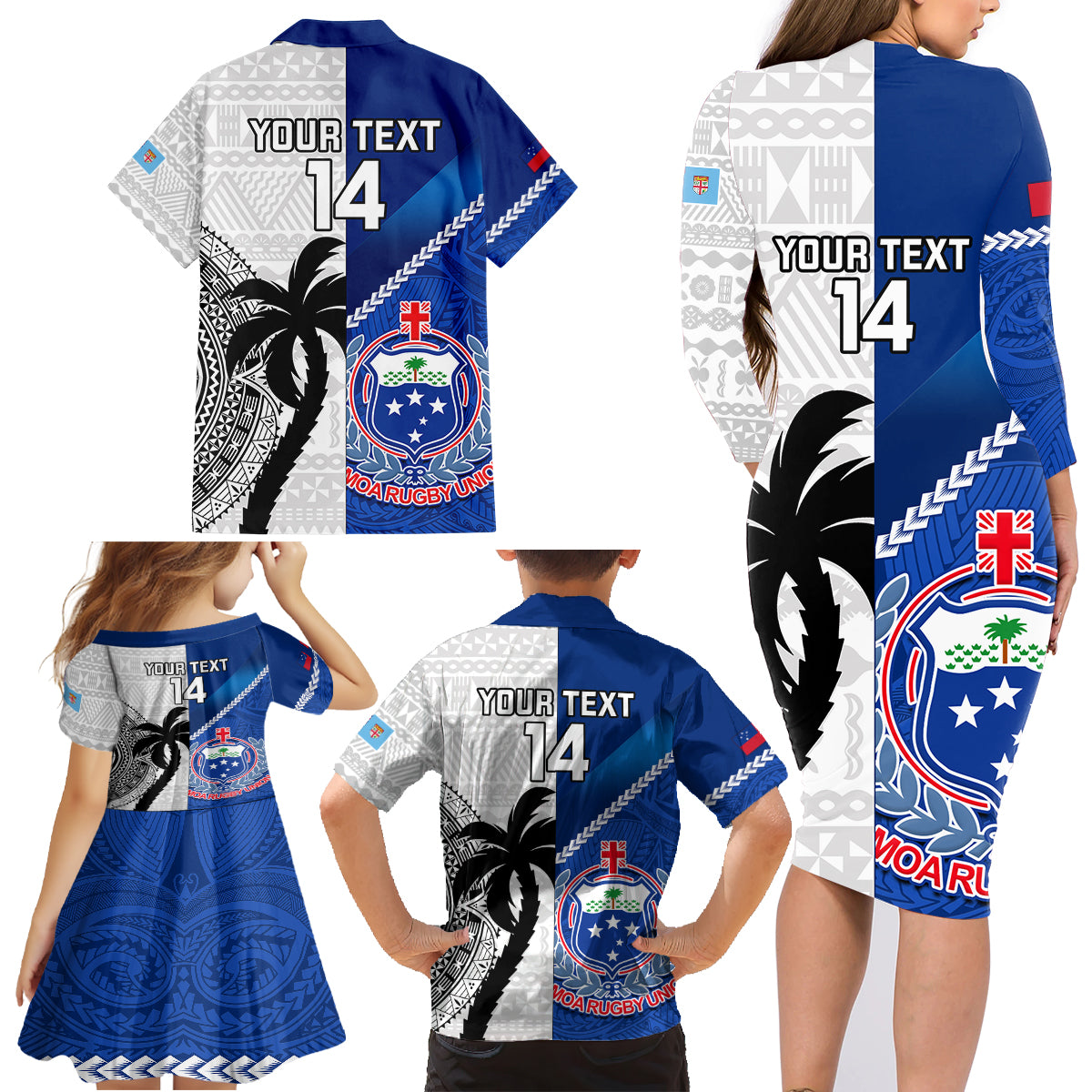 custom-fiji-and-samoa-rugby-family-matching-long-sleeve-bodycon-dress-and-hawaiian-shirt-2023-world-cup-samoan-mix-tapa-pattern