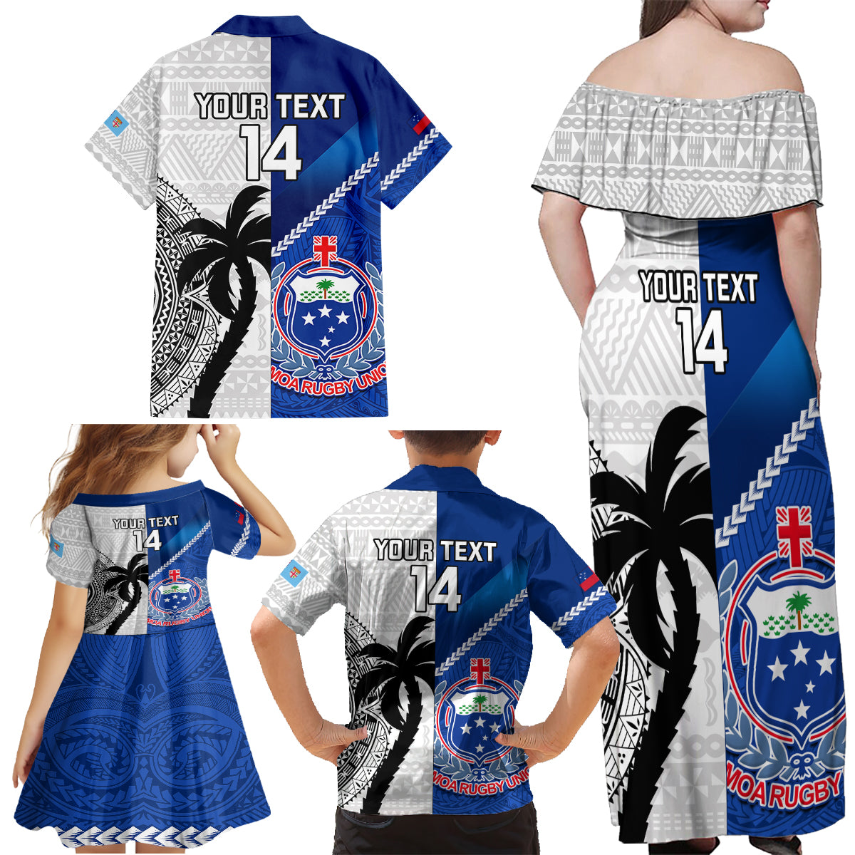 custom-fiji-and-samoa-rugby-family-matching-off-shoulder-maxi-dress-and-hawaiian-shirt-2023-world-cup-samoan-mix-tapa-pattern