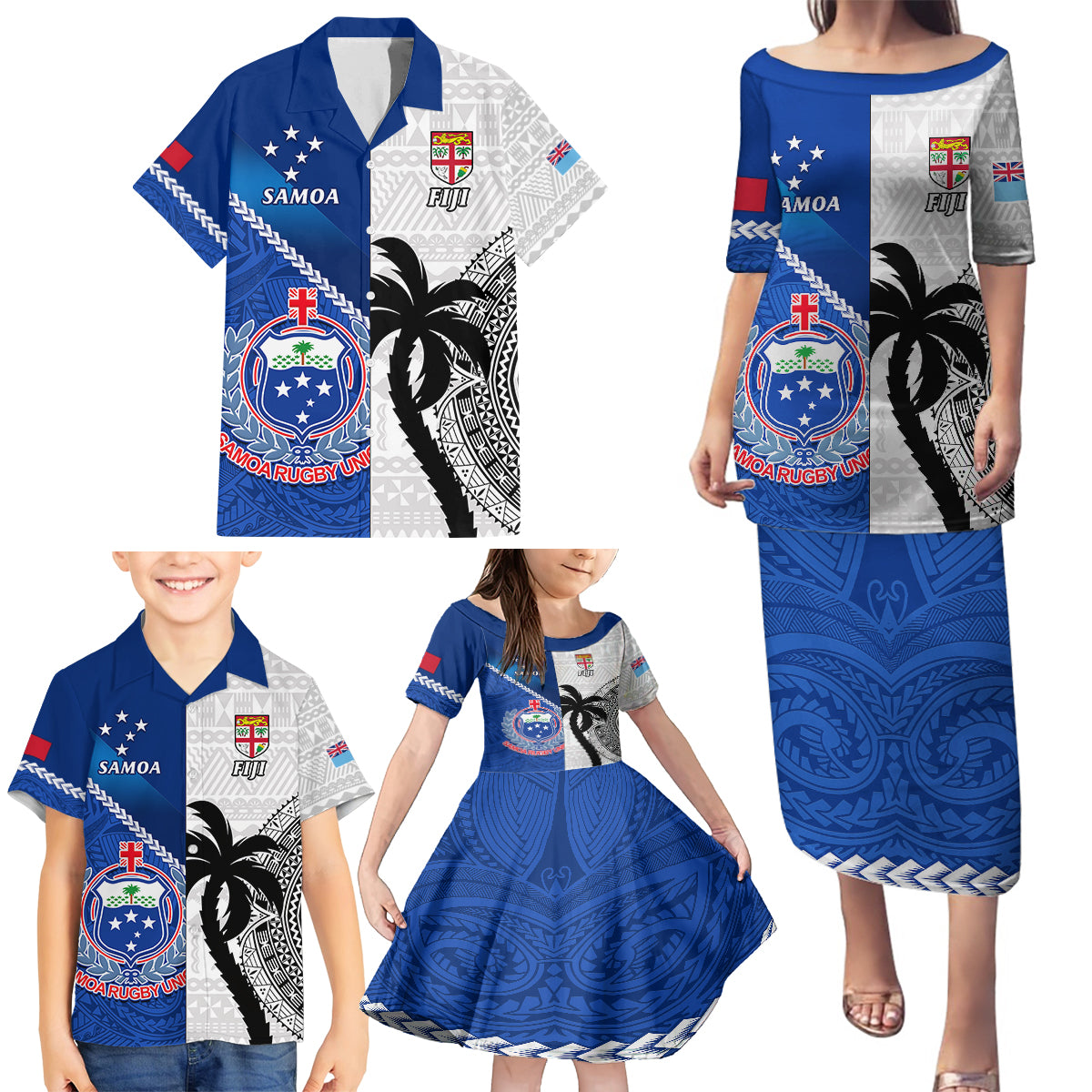 custom-fiji-and-samoa-rugby-family-matching-puletasi-dress-and-hawaiian-shirt-2023-world-cup-samoan-mix-tapa-pattern