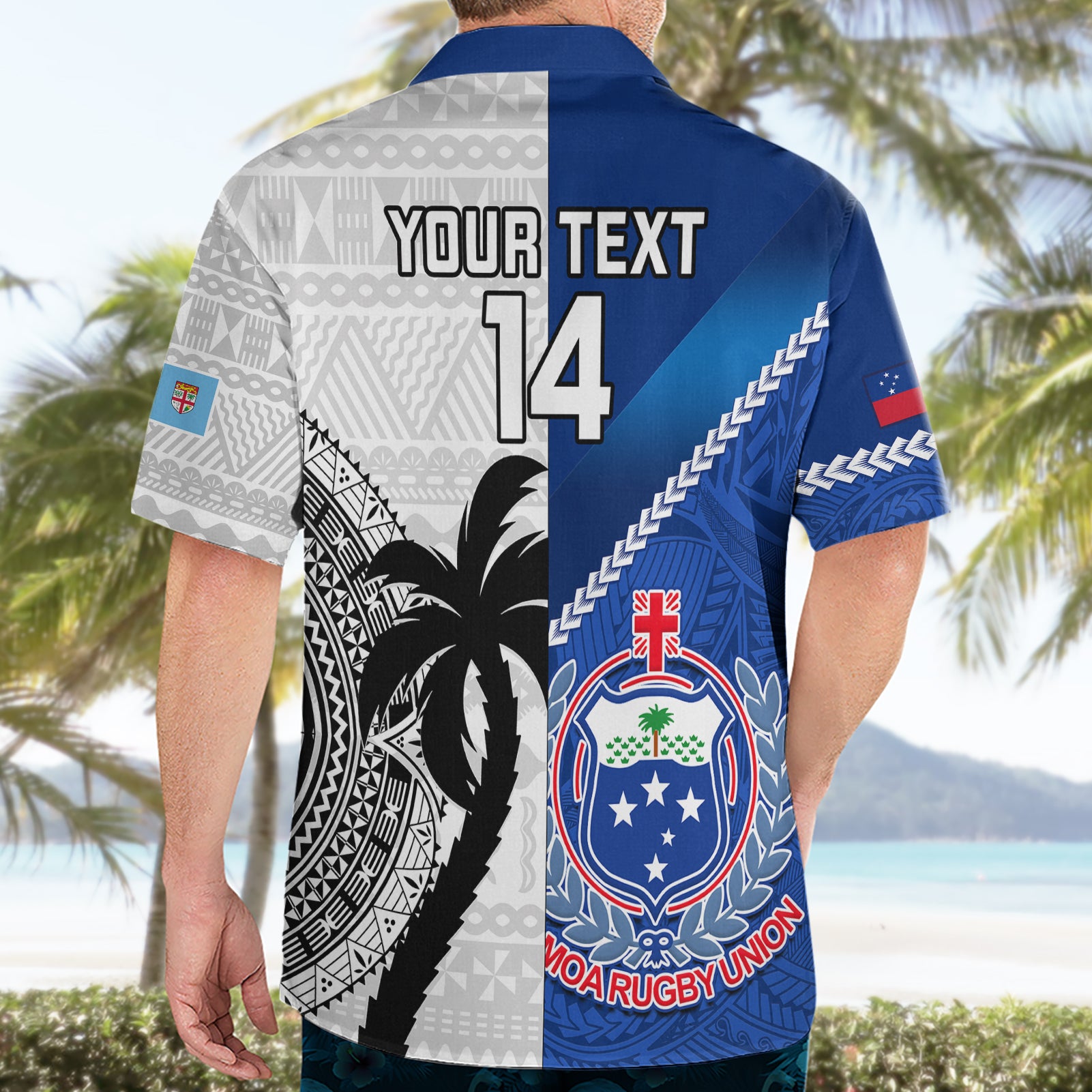 Custom Fiji And Samoa Rugby Hawaiian Shirt 2023 World Cup Samoan Mix Tapa Pattern - Vibe Hoodie Shop