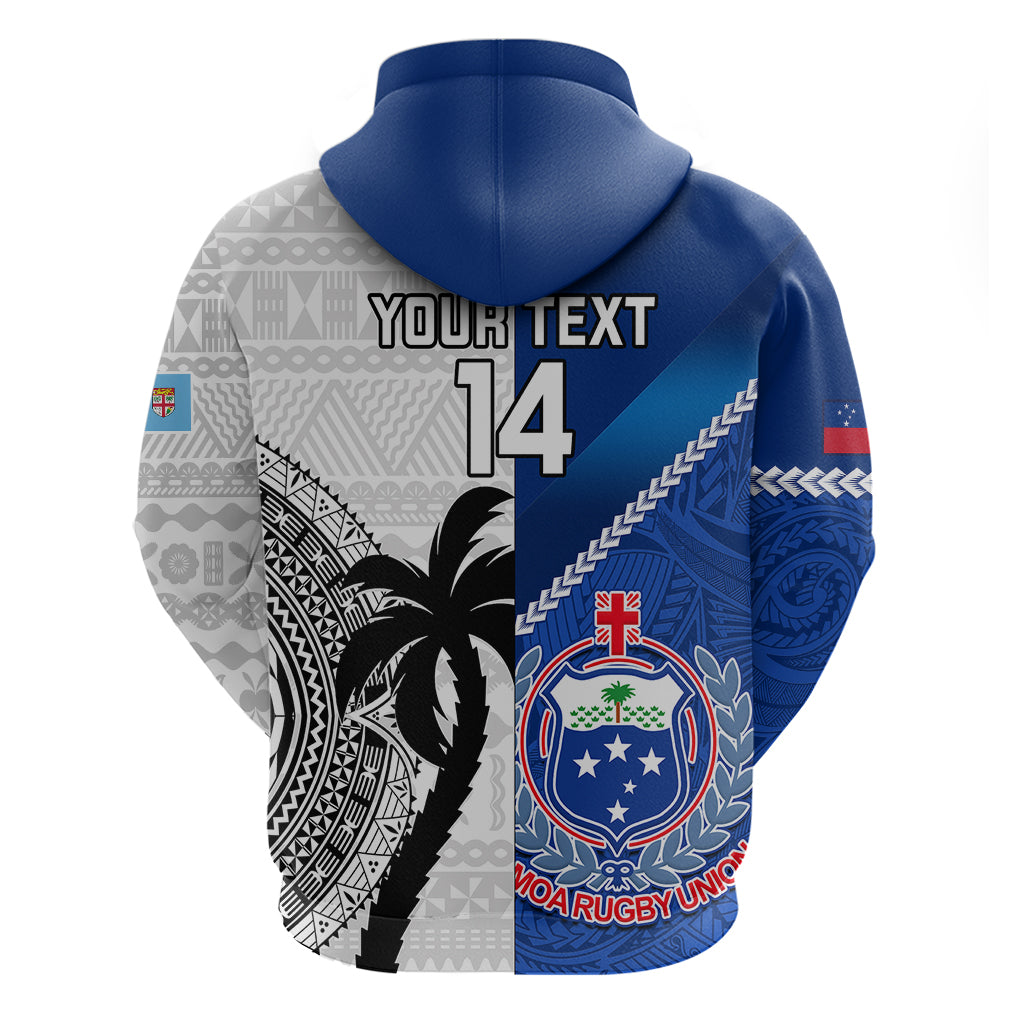 Custom Fiji And Samoa Rugby Hoodie 2023 World Cup Samoan Mix Tapa Pattern - Vibe Hoodie Shop