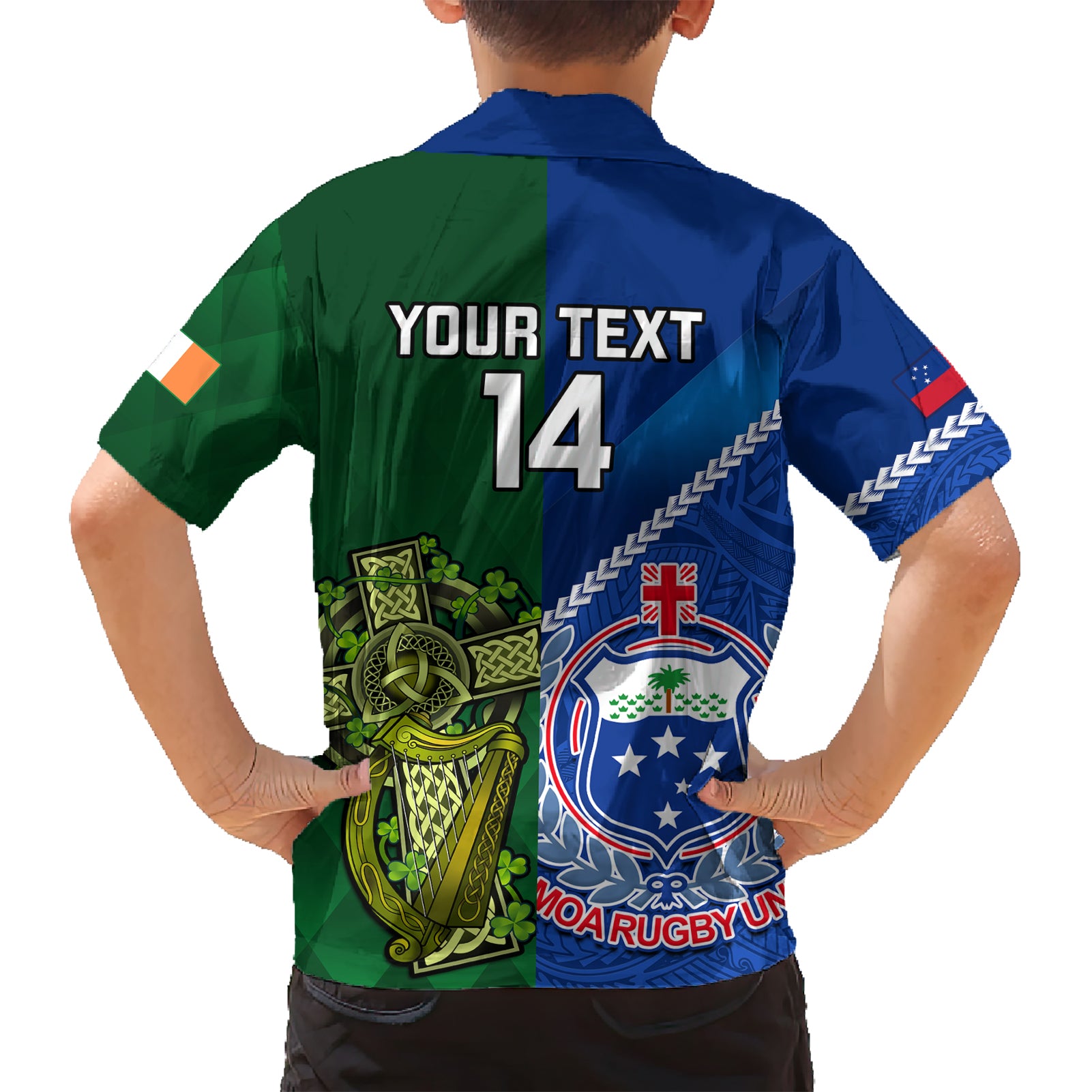 Custom Samoa And Ireland Rugby Hawaiian Shirt 2023 World Cup Manu Samoa With Shamrocks - Vibe Hoodie Shop