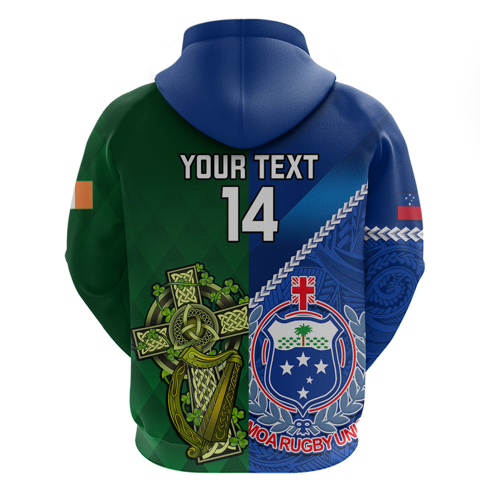 Custom Samoa And Ireland Rugby Hoodie 2023 World Cup Manu Samoa With Shamrocks - Vibe Hoodie Shop