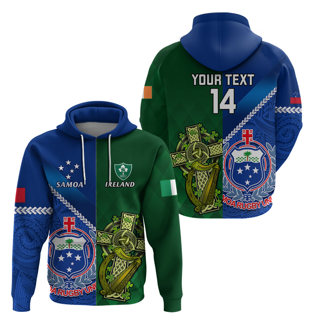 Custom Samoa And Ireland Rugby Hoodie 2023 World Cup Manu Samoa With Shamrocks - Vibe Hoodie Shop