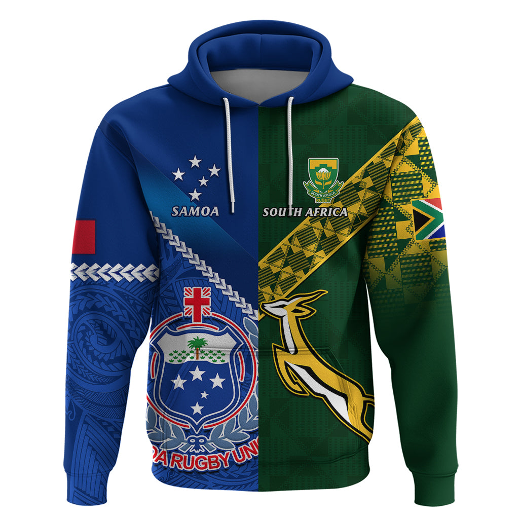 Samoa And South Africa Rugby Hoodie 2023 World Cup Manu Samoa With Springboks - Vibe Hoodie Shop