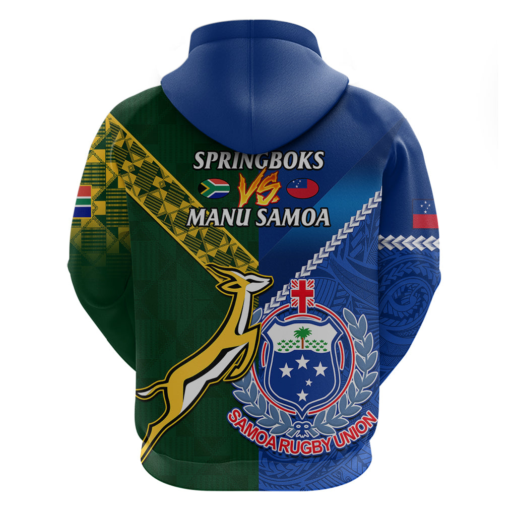 Samoa And South Africa Rugby Hoodie 2023 World Cup Manu Samoa With Springboks - Vibe Hoodie Shop