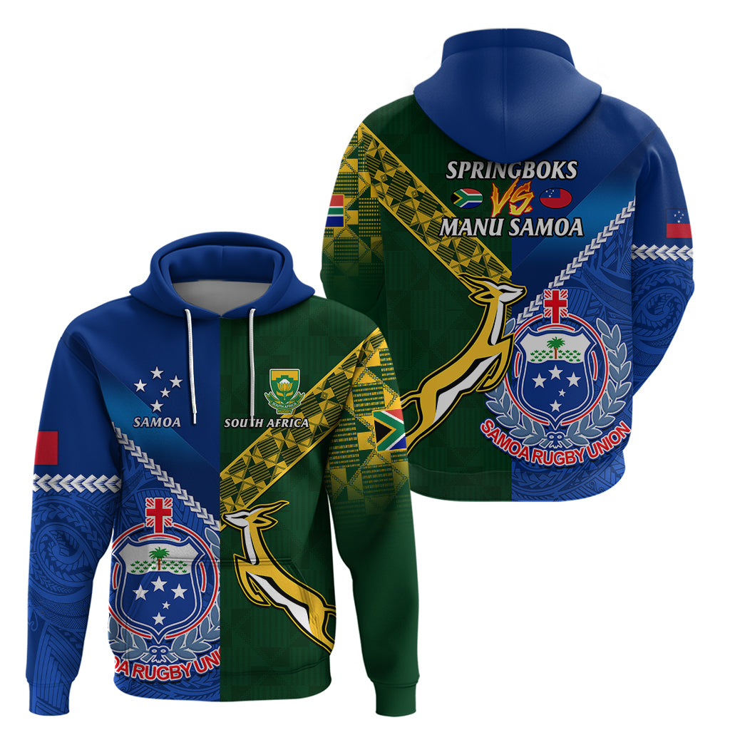 Samoa And South Africa Rugby Hoodie 2023 World Cup Manu Samoa With Springboks - Vibe Hoodie Shop