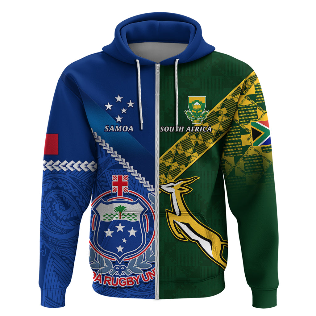 Samoa And South Africa Rugby Hoodie 2023 World Cup Manu Samoa With Springboks - Vibe Hoodie Shop