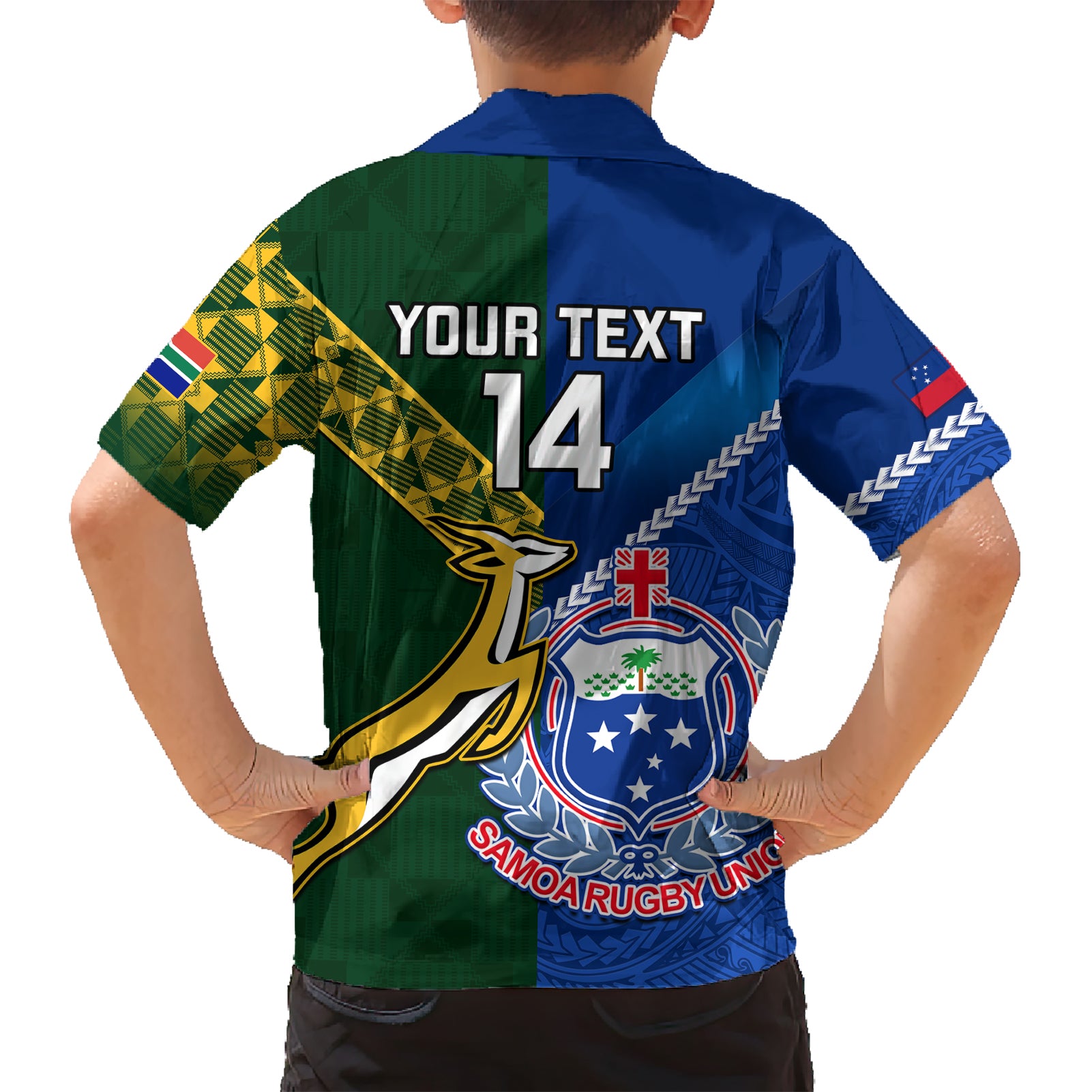 Custom Samoa And South Africa Rugby Hawaiian Shirt 2023 World Cup Manu Samoa With Springboks - Vibe Hoodie Shop