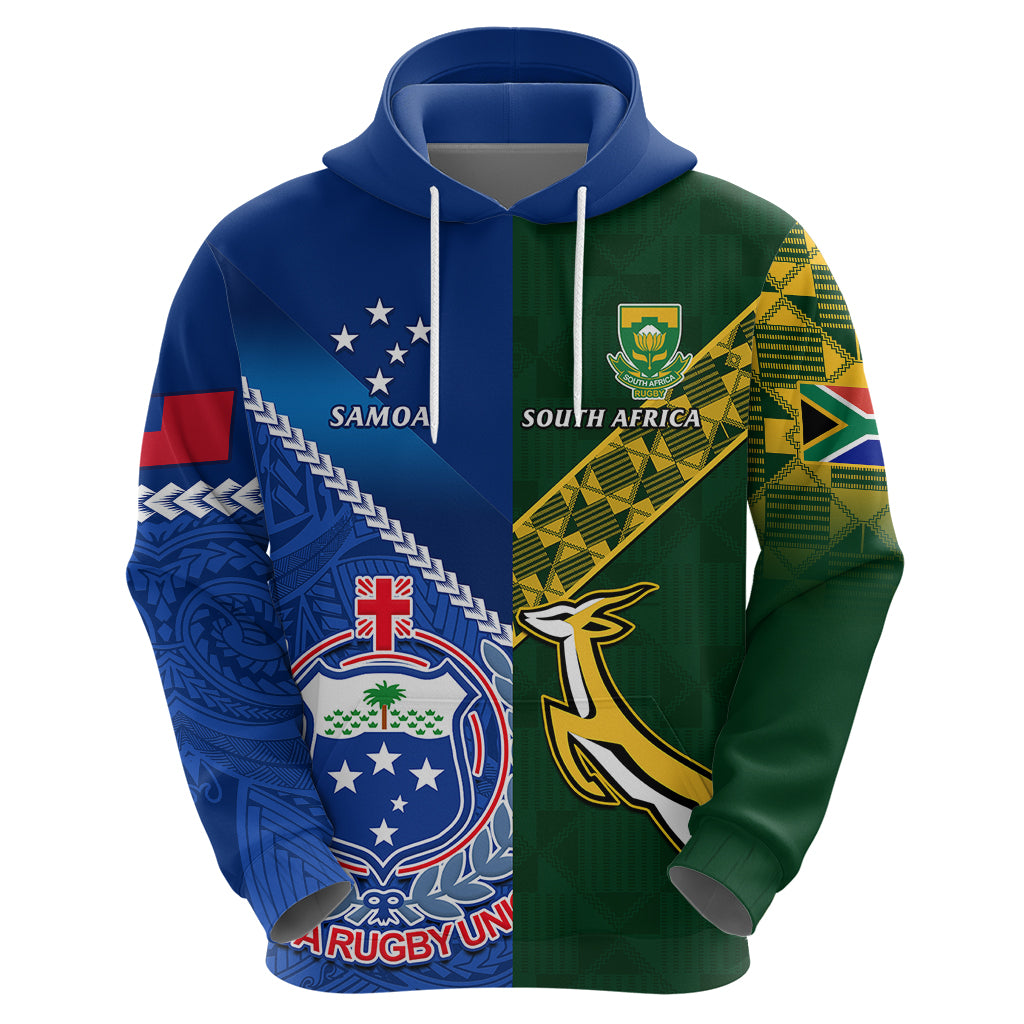 Custom Samoa And South Africa Rugby Hoodie 2023 World Cup Manu Samoa With Springboks - Vibe Hoodie Shop