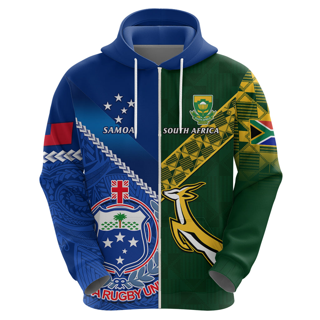 Custom Samoa And South Africa Rugby Hoodie 2023 World Cup Manu Samoa With Springboks - Vibe Hoodie Shop