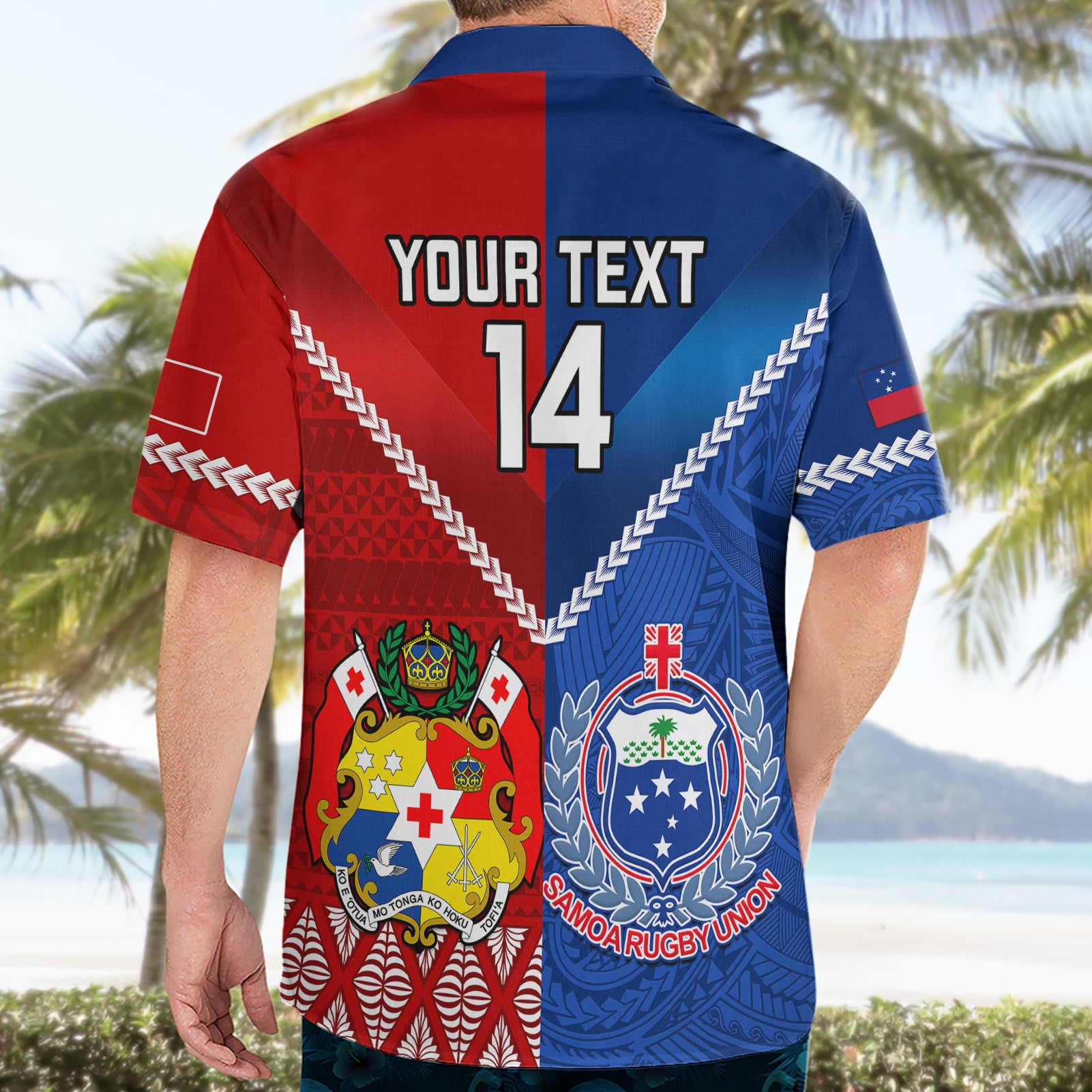 Custom Samoa And Tonga Rugby Hawaiian Shirt 2023 World Cup Manu Samoa With Ikale Tahi - Vibe Hoodie Shop