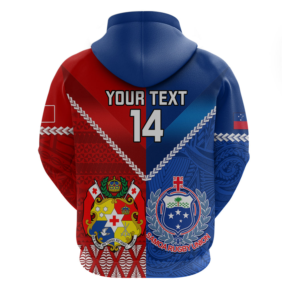 Custom Samoa And Tonga Rugby Hoodie 2023 World Cup Manu Samoa With Ikale Tahi - Vibe Hoodie Shop