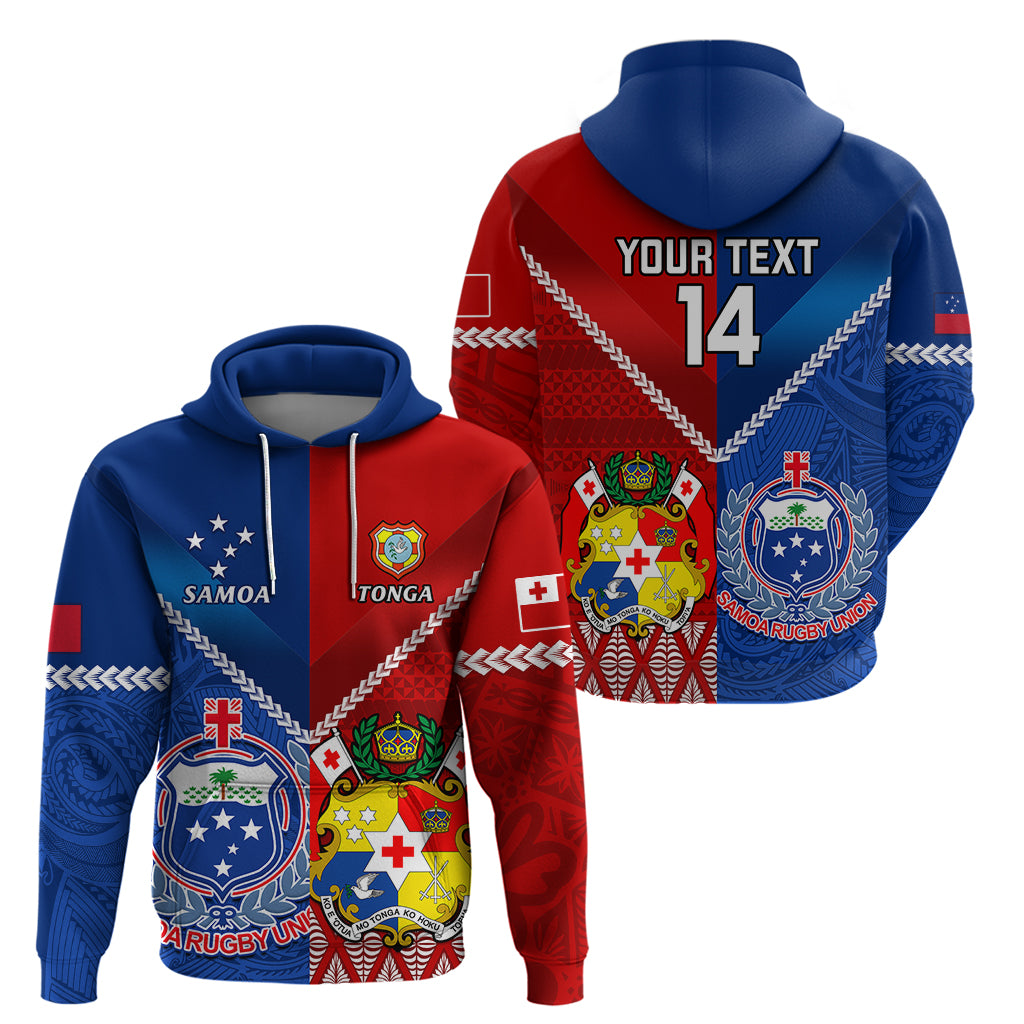 Custom Samoa And Tonga Rugby Hoodie 2023 World Cup Manu Samoa With Ikale Tahi - Vibe Hoodie Shop