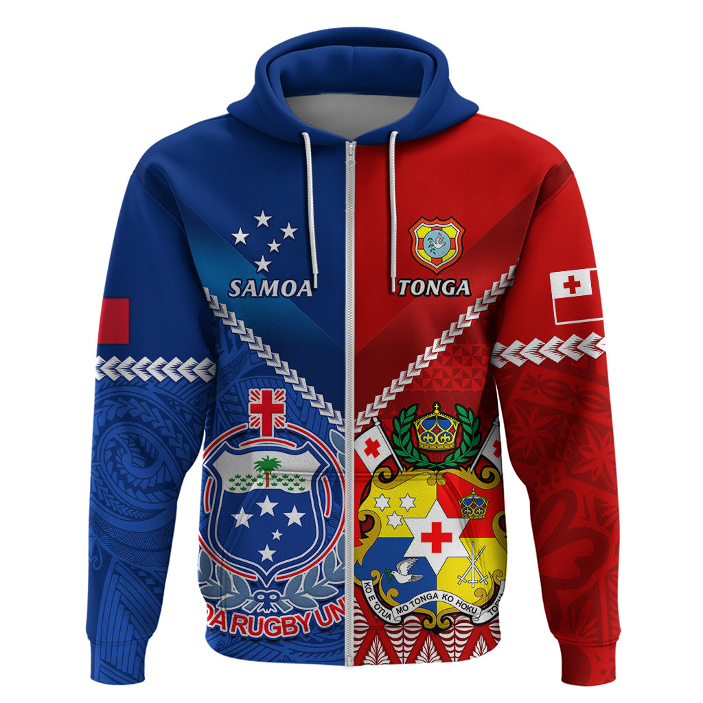Custom Samoa And Tonga Rugby Hoodie 2023 World Cup Manu Samoa With Ikale Tahi - Vibe Hoodie Shop