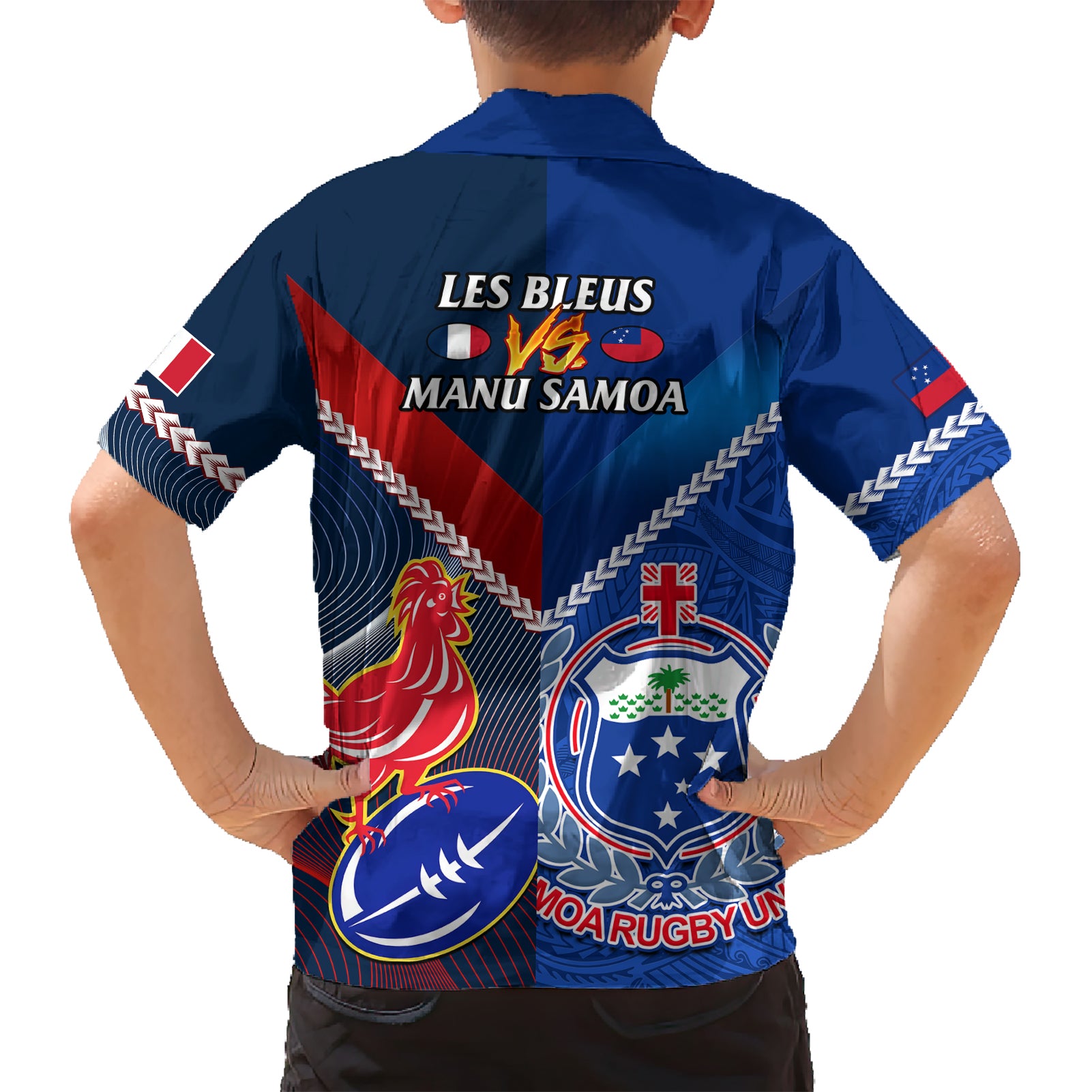 Samoa And France Rugby Hawaiian Shirt 2023 World Cup Manu Samoa With Les Bleus - Vibe Hoodie Shop