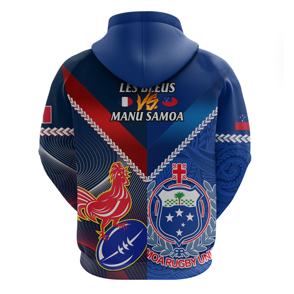 Samoa And France Rugby Hoodie 2023 World Cup Manu Samoa With Les Bleus - Vibe Hoodie Shop