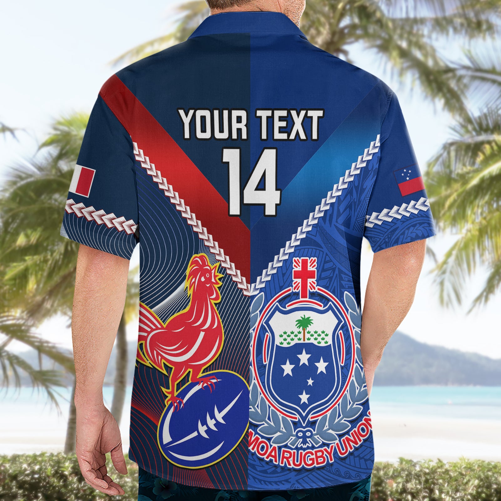 Custom Samoa And France Rugby Hawaiian Shirt 2023 World Cup Manu Samoa With Les Bleus - Vibe Hoodie Shop