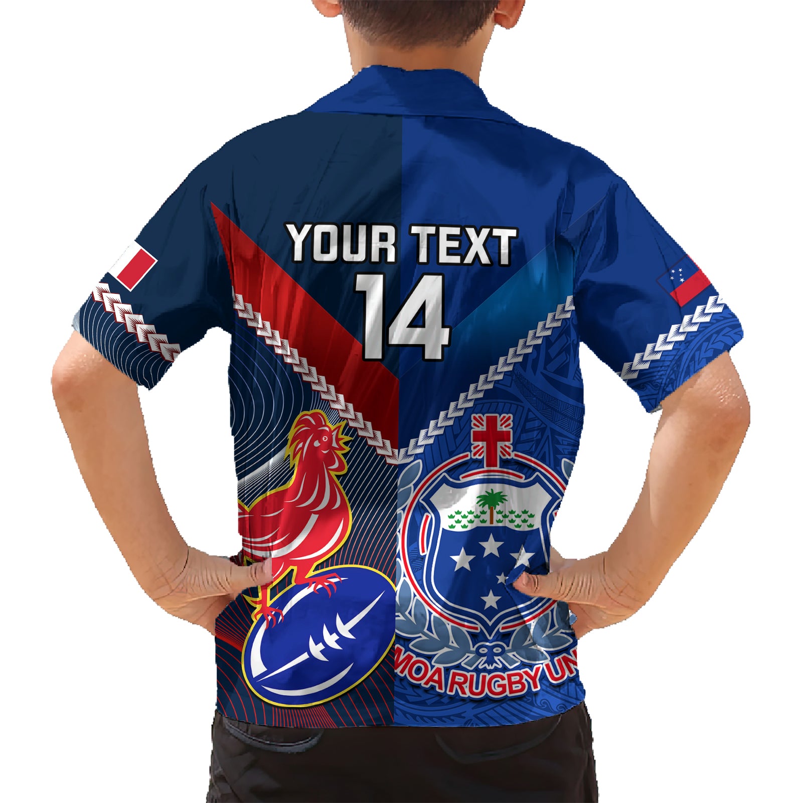 Custom Samoa And France Rugby Hawaiian Shirt 2023 World Cup Manu Samoa With Les Bleus - Vibe Hoodie Shop