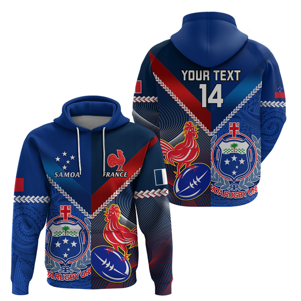 Custom Samoa And France Rugby Hoodie 2023 World Cup Manu Samoa With Les Bleus - Vibe Hoodie Shop