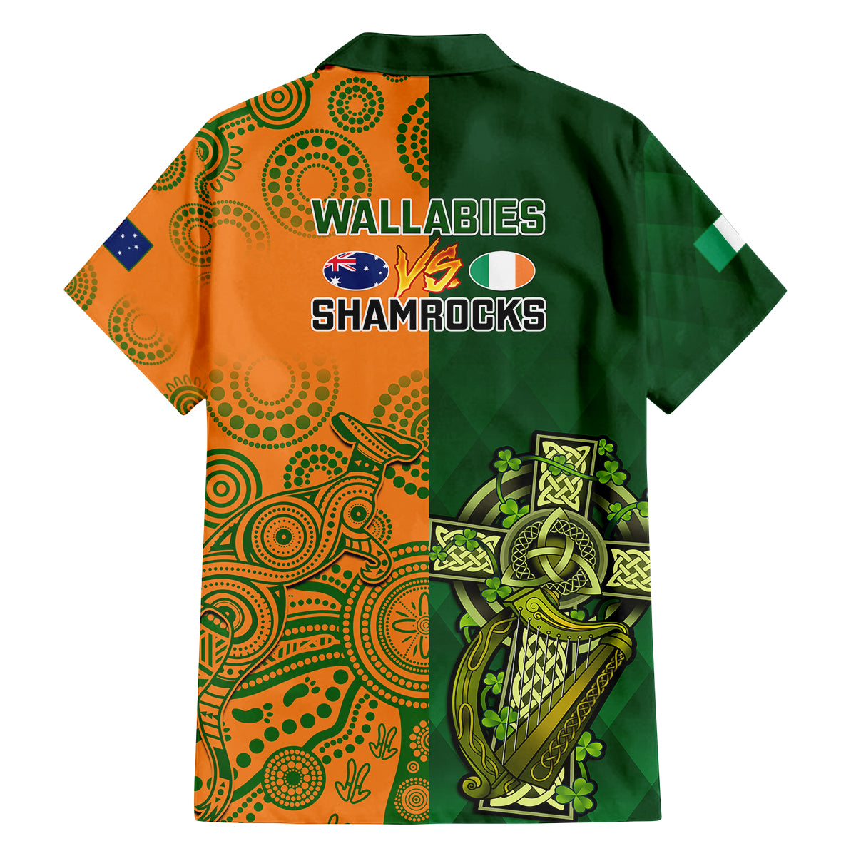 Australia And Ireland Rugby Family Matching Long Sleeve Bodycon Dress and Hawaiian Shirt 2023 World Cup Walllabies With Shamrocks LT14