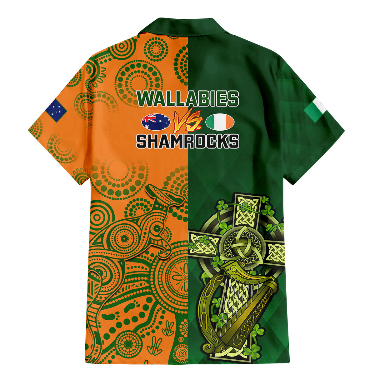 Australia And Ireland Rugby Family Matching Mermaid Dress and Hawaiian Shirt 2023 World Cup Walllabies With Shamrocks LT14