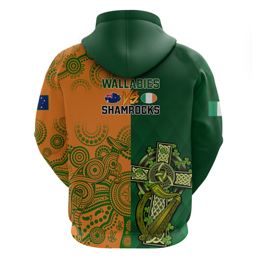 Australia And Ireland Rugby Hoodie 2023 World Cup Walllabies With Shamrocks - Vibe Hoodie Shop