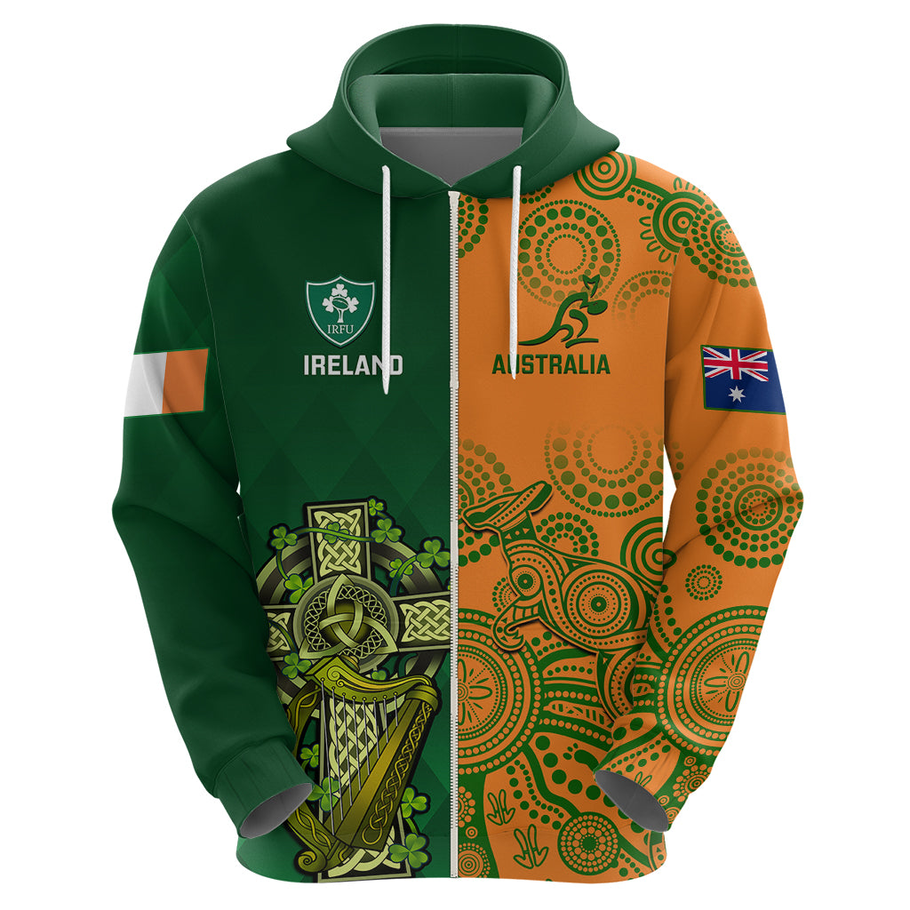 Australia And Ireland Rugby Hoodie 2023 World Cup Walllabies With Shamrocks - Vibe Hoodie Shop