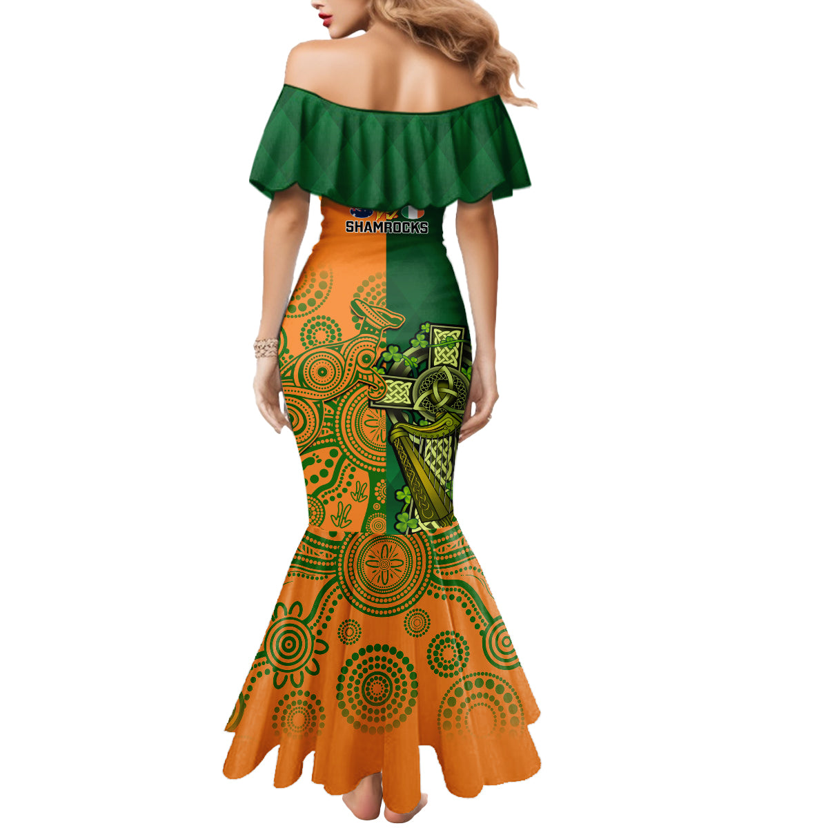 Australia And Ireland Rugby Mermaid Dress 2023 World Cup Walllabies With Shamrocks LT14