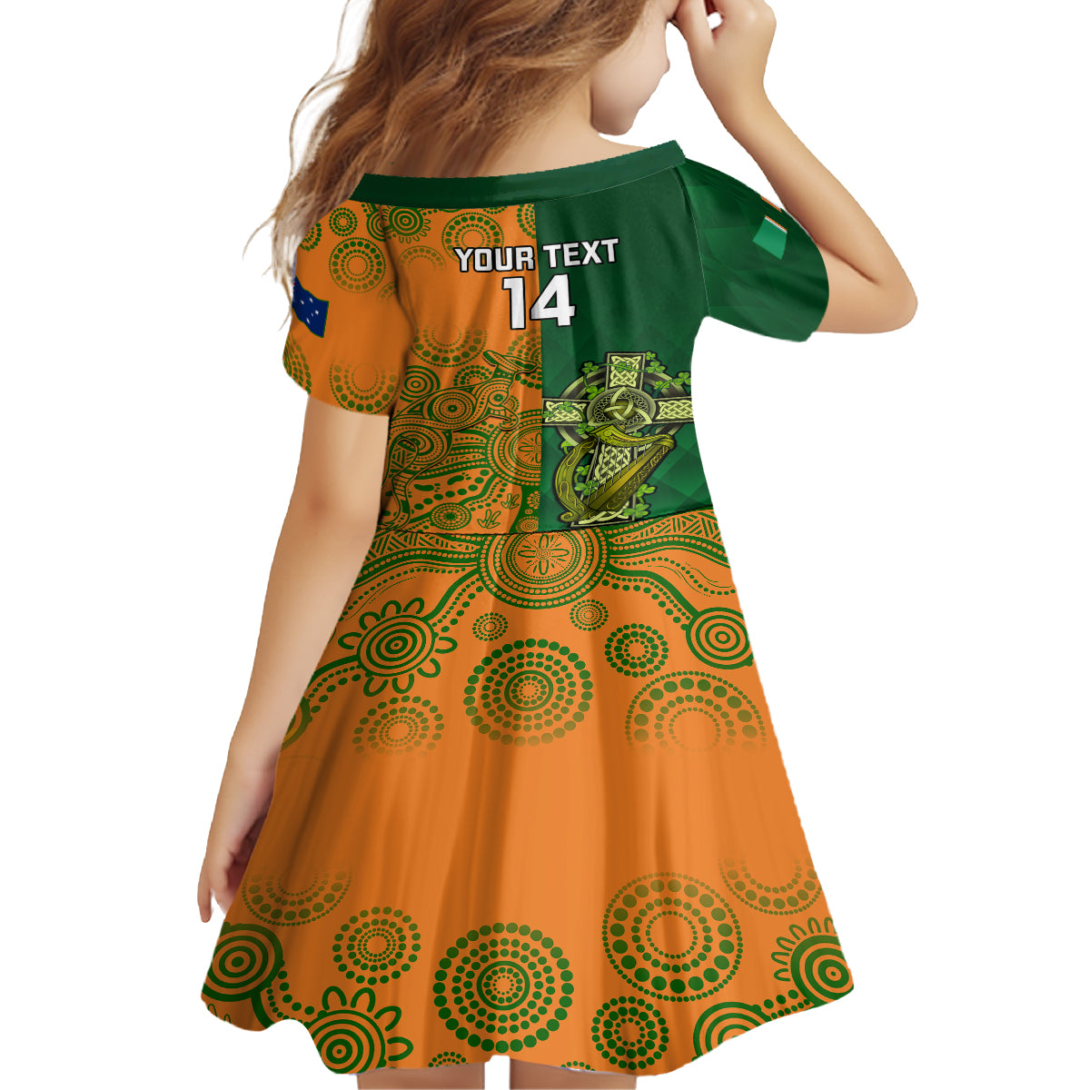 custom-australia-and-ireland-rugby-family-matching-long-sleeve-bodycon-dress-and-hawaiian-shirt-2023-world-cup-walllabies-with-shamrocks