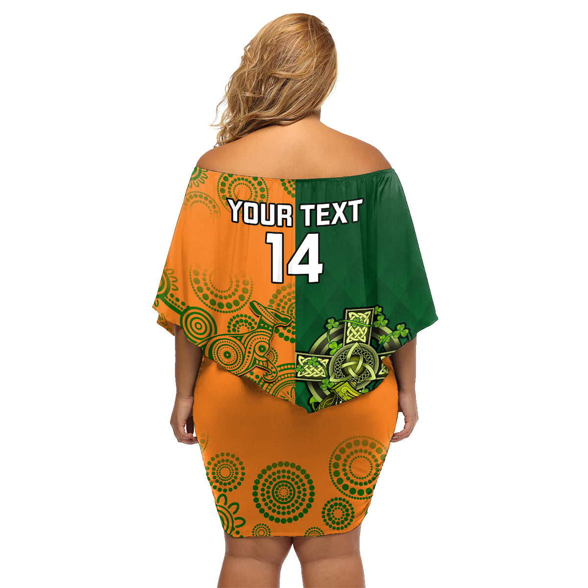 custom-australia-and-ireland-rugby-family-matching-off-shoulder-short-dress-and-hawaiian-shirt-2023-world-cup-walllabies-with-shamrocks