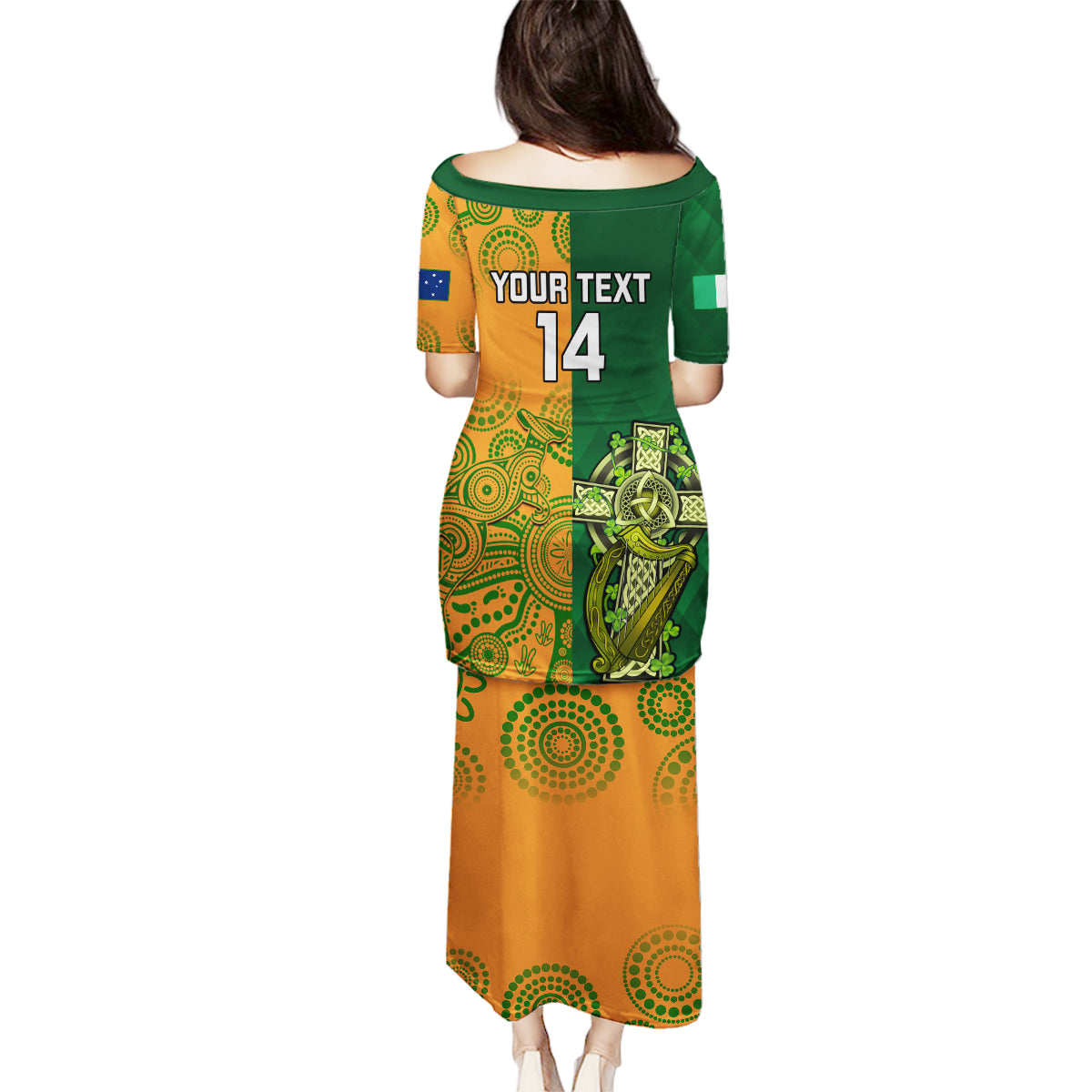 custom-australia-and-ireland-rugby-family-matching-puletasi-dress-and-hawaiian-shirt-2023-world-cup-walllabies-with-shamrocks