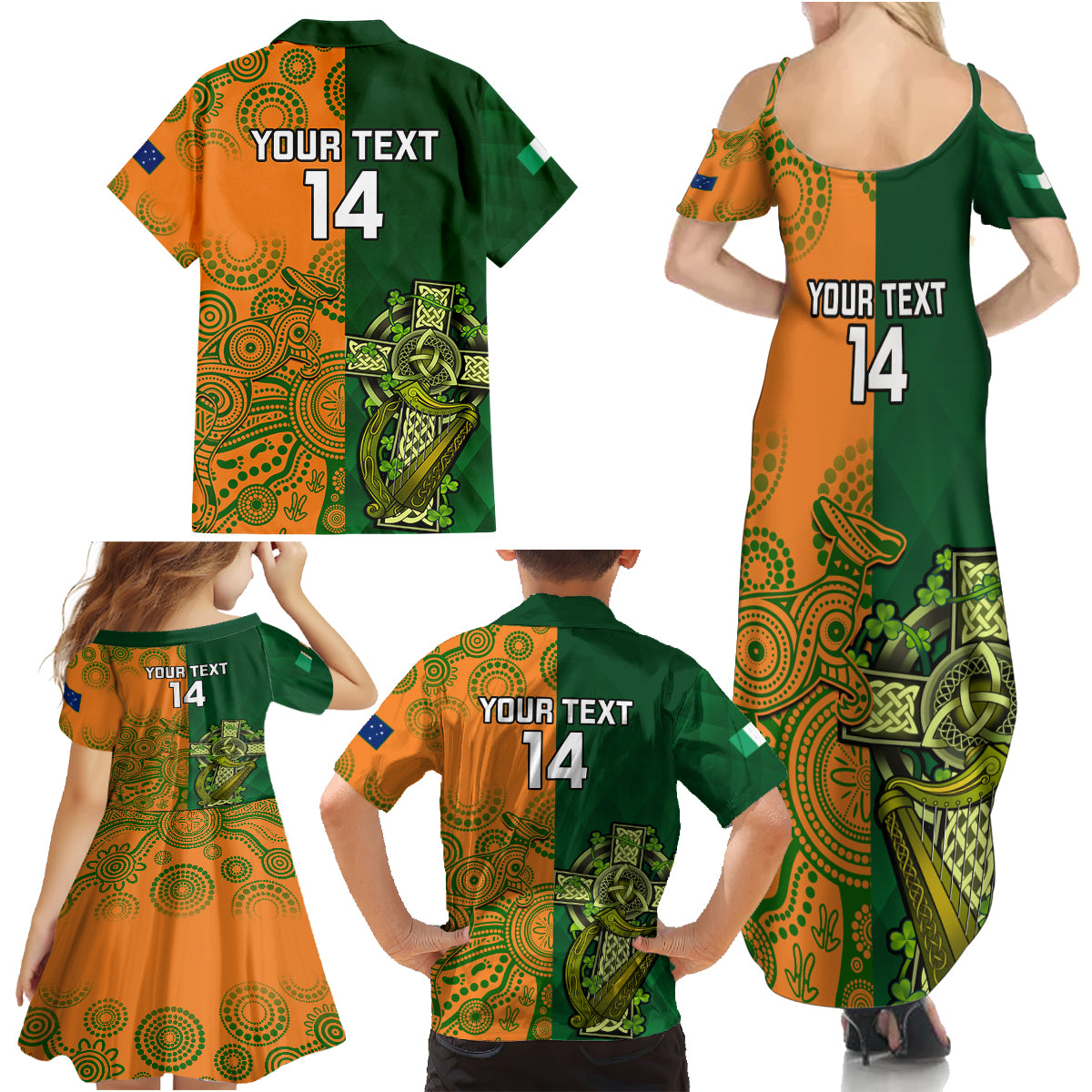 custom-australia-and-ireland-rugby-family-matching-summer-maxi-dress-and-hawaiian-shirt-2023-world-cup-walllabies-with-shamrocks