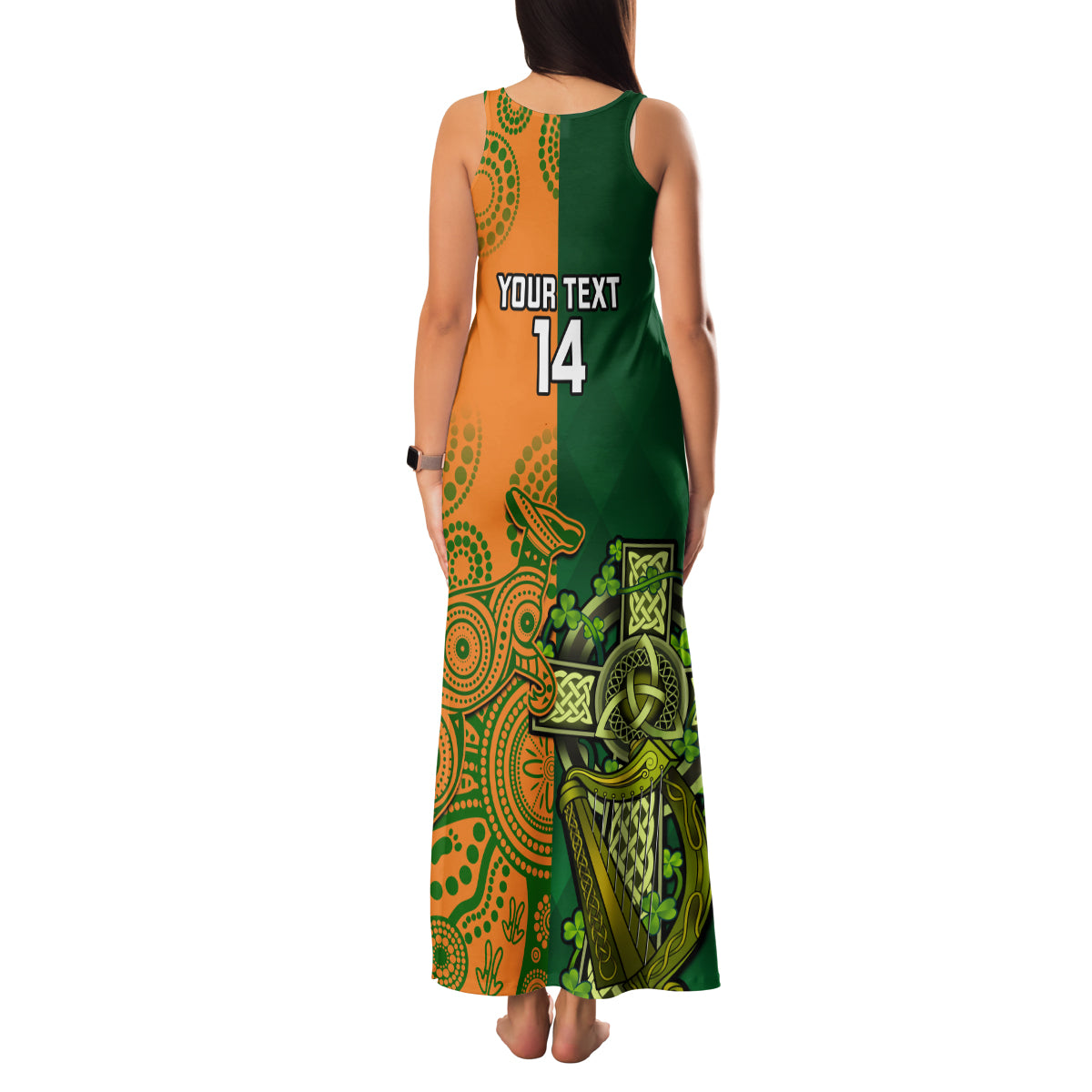 custom-australia-and-ireland-rugby-family-matching-tank-maxi-dress-and-hawaiian-shirt-2023-world-cup-walllabies-with-shamrocks