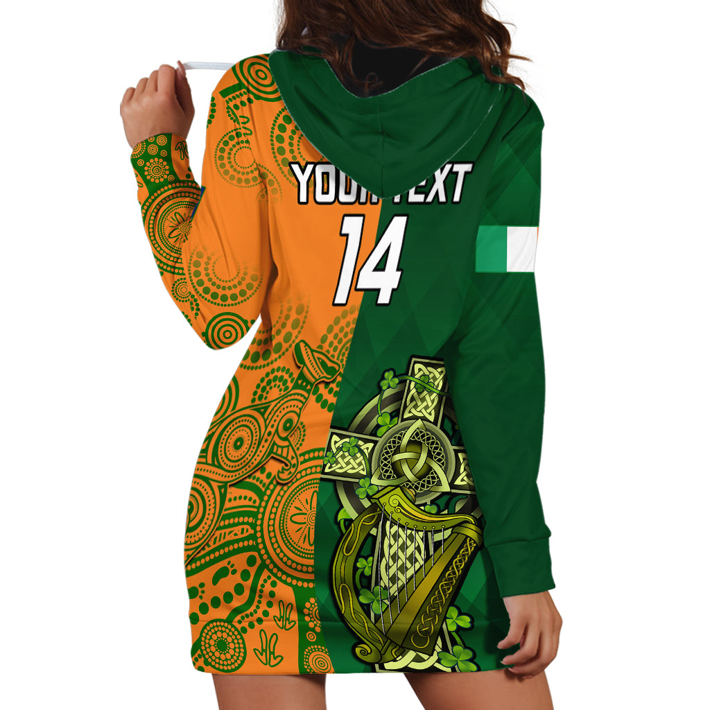 Custom Australia And Ireland Rugby Hoodie Dress 2023 World Cup Walllabies With Shamrocks - Vibe Hoodie Shop