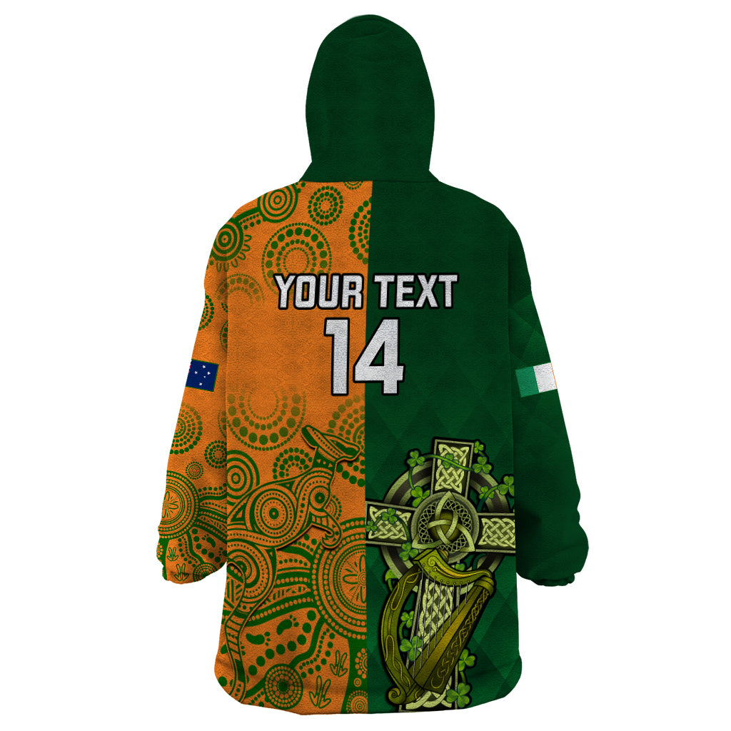 Custom Australia And Ireland Rugby Wearable Blanket Hoodie 2023 World Cup Walllabies With Shamrocks - Vibe Hoodie Shop