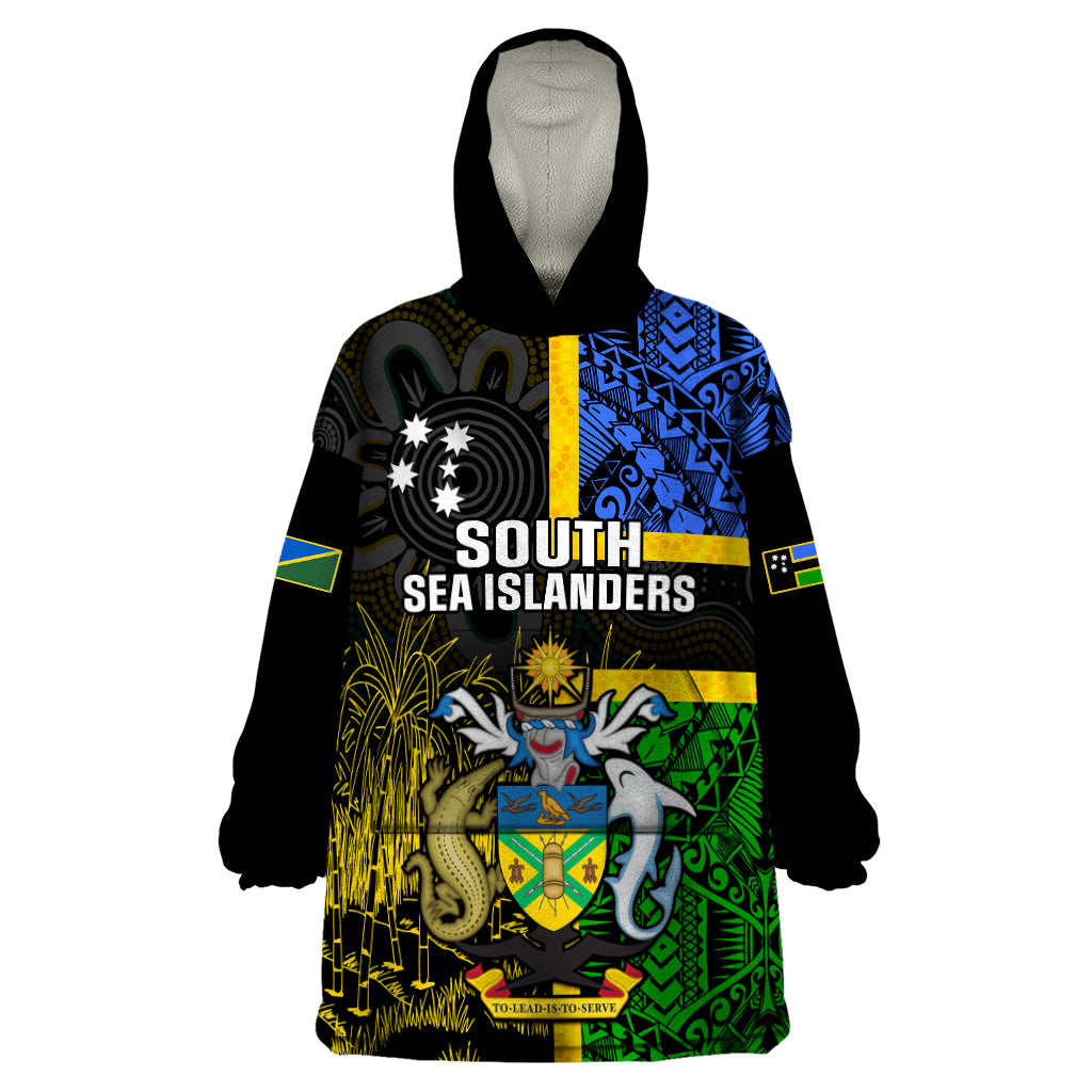 South Sea Islanders Wearable Blanket Hoodie Kanakas With Solomon Islands Coat Of Arms - Vibe Hoodie Shop