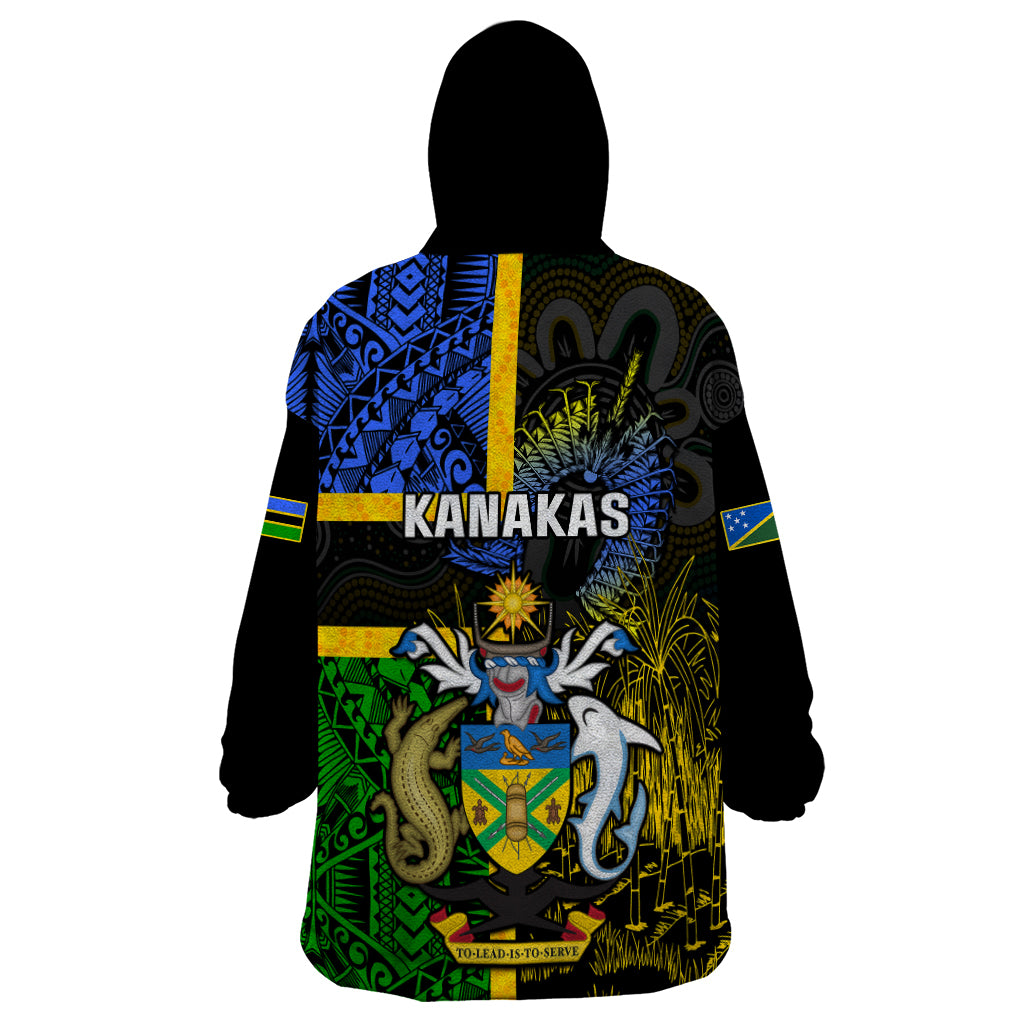 South Sea Islanders Wearable Blanket Hoodie Kanakas With Solomon Islands Coat Of Arms - Vibe Hoodie Shop